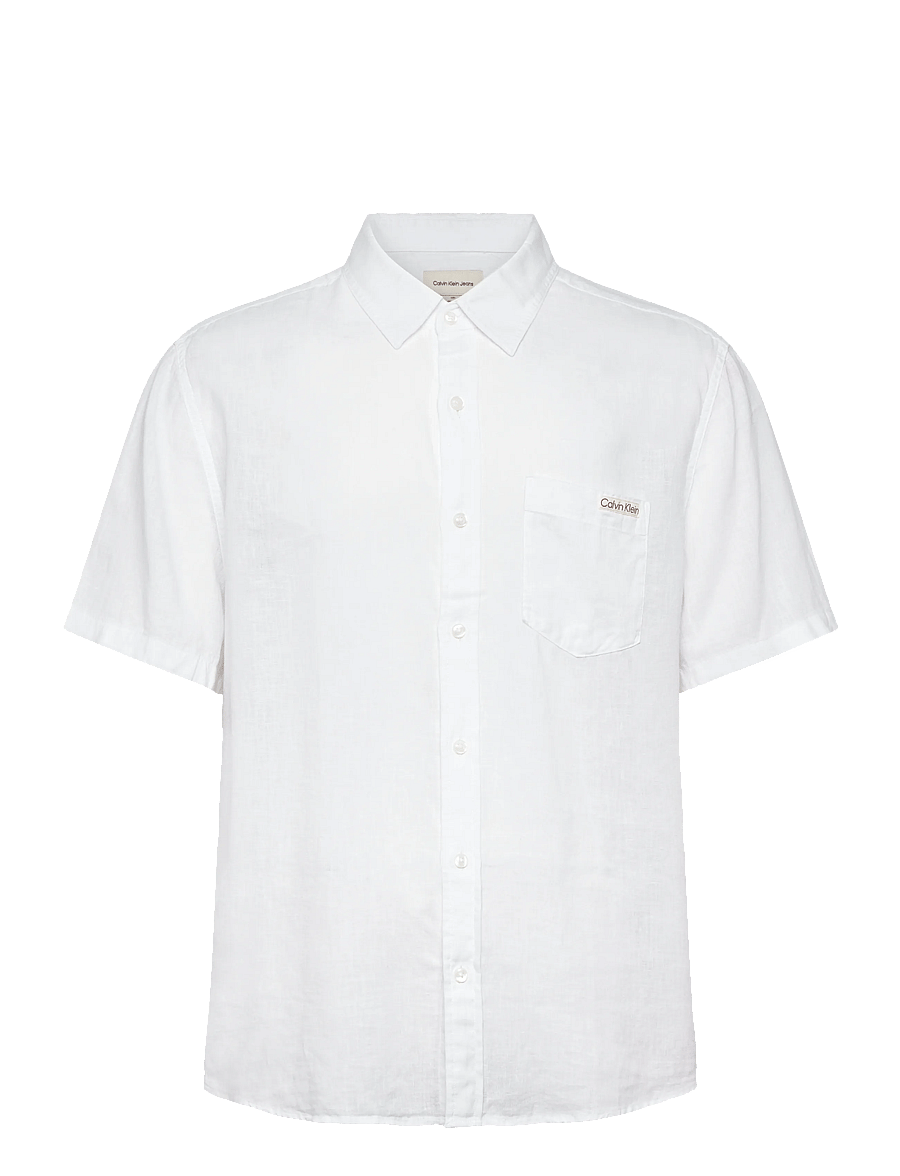 Calvin Klein Jeans - SS SOLID CAUSAL LINEN CLASSIC SH - krekli ar īsām piedurknēm - brilliant white - 1