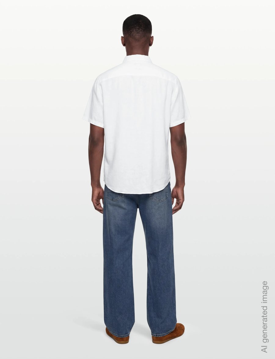 Calvin Klein Jeans - SS SOLID CAUSAL LINEN CLASSIC SH - krekli ar īsām piedurknēm - brilliant white - 4