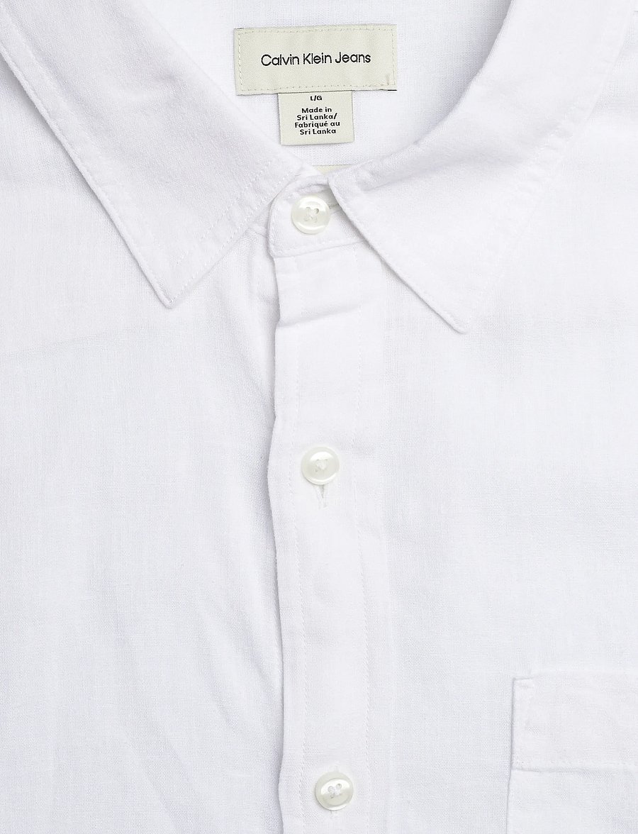 Calvin Klein Jeans - SS SOLID CAUSAL LINEN CLASSIC SH - krekli ar īsām piedurknēm - brilliant white - 5