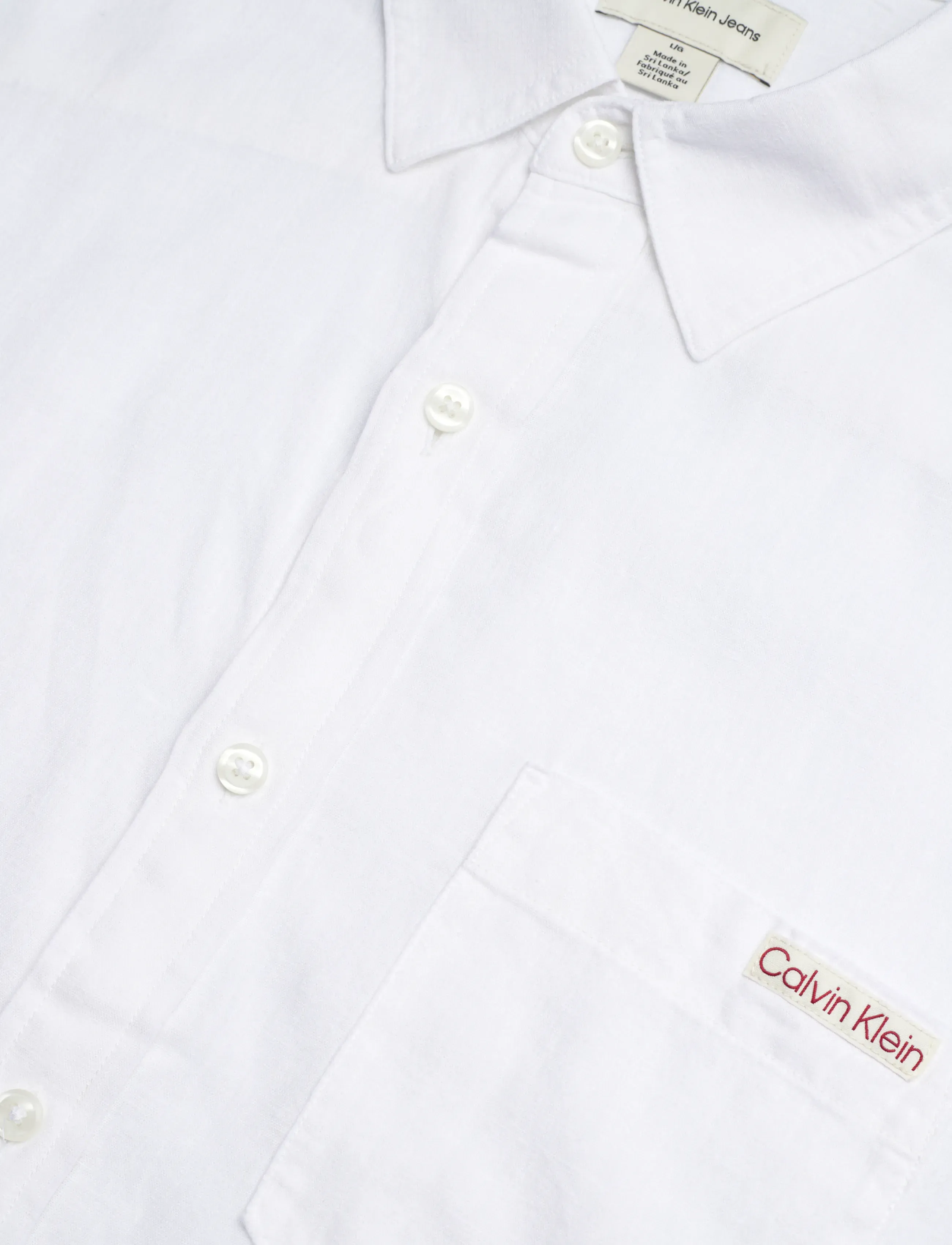 Calvin Klein Jeans - SS SOLID CAUSAL LINEN CLASSIC SH - short-sleeved shirts - brilliant white - 3