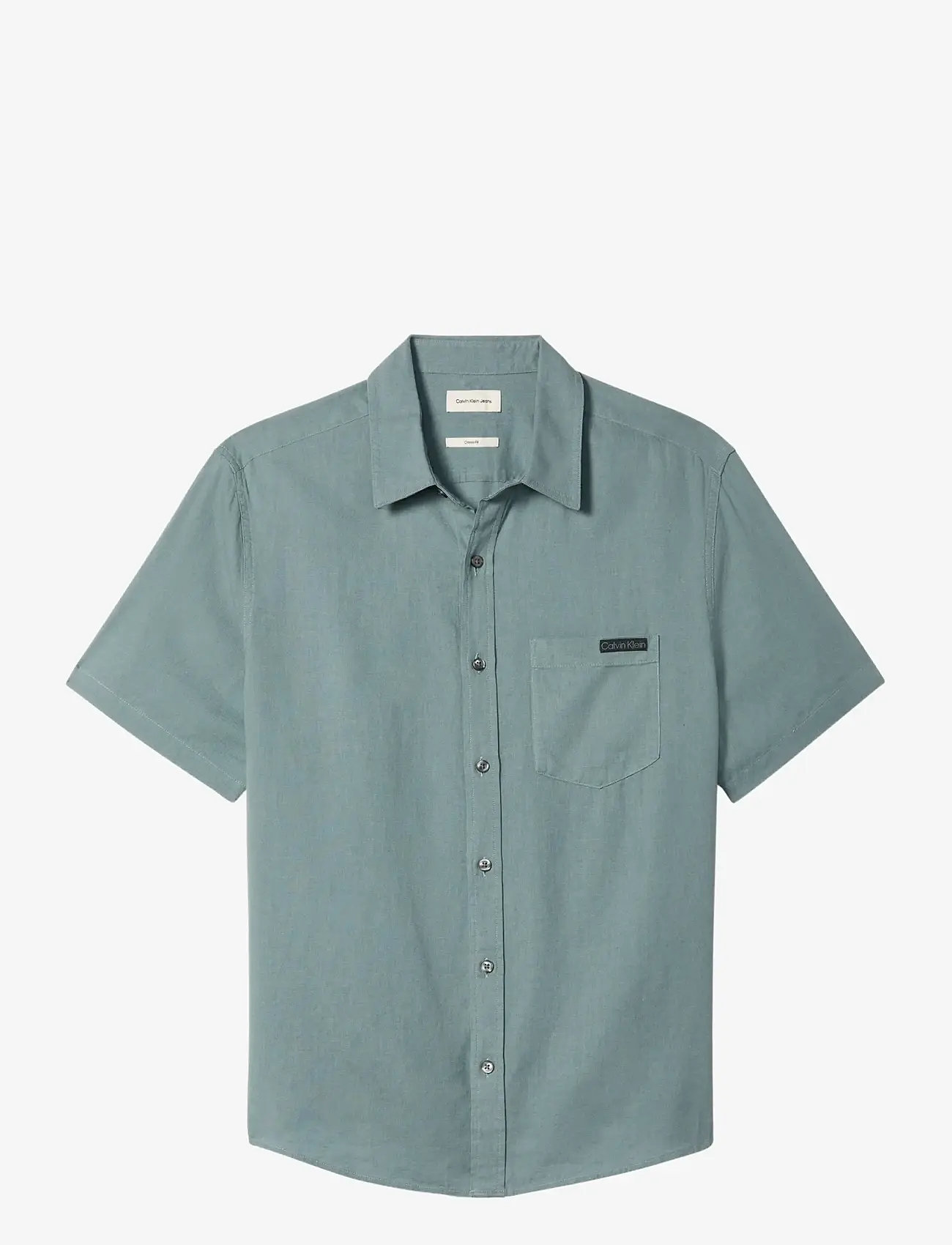 Calvin Klein Jeans - SS SOLID CAUSAL LINEN CLASSIC SH - kortærmede skjorter - frosted spruce - 1