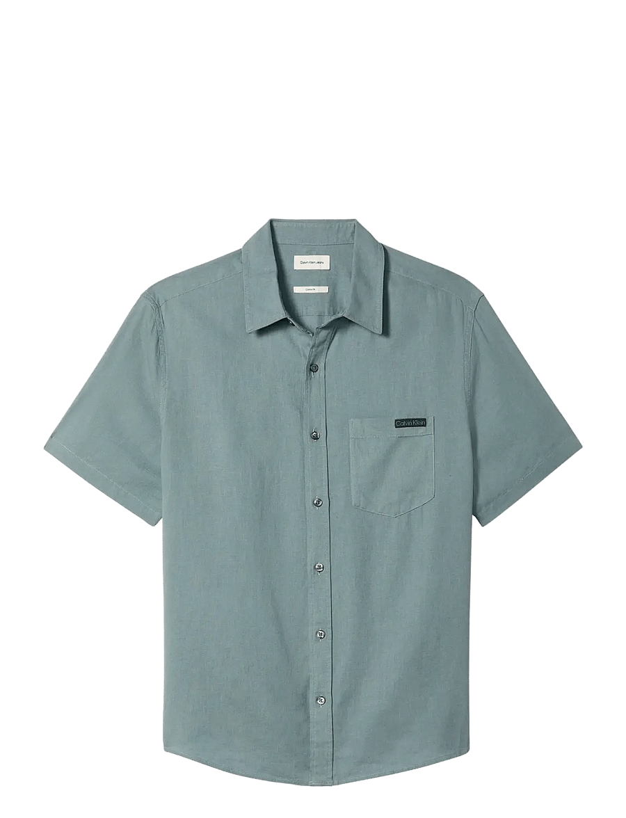 Calvin Klein Jeans - SS SOLID CAUSAL LINEN CLASSIC SH - lühikeste varrukatega särgid - frosted spruce - 1