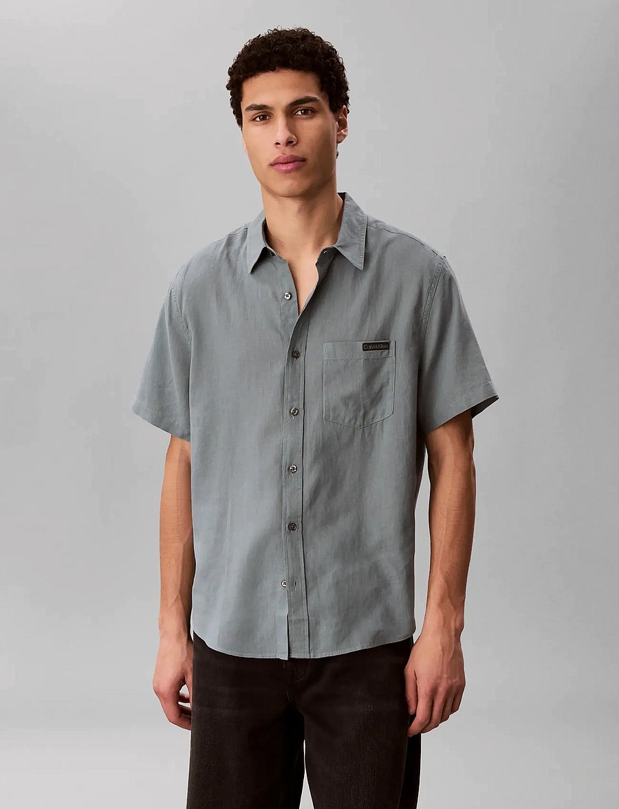 Calvin Klein Jeans - SS SOLID CAUSAL LINEN CLASSIC SH - lühikeste varrukatega särgid - frosted spruce - 3
