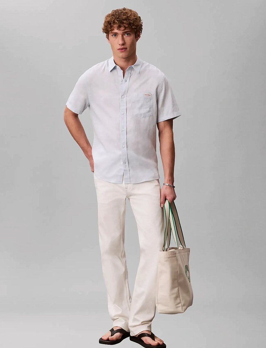 Calvin Klein Jeans - SS SOLID CAUSAL LINEN CLASSIC SH - kurzarmhemden - plein air - 0