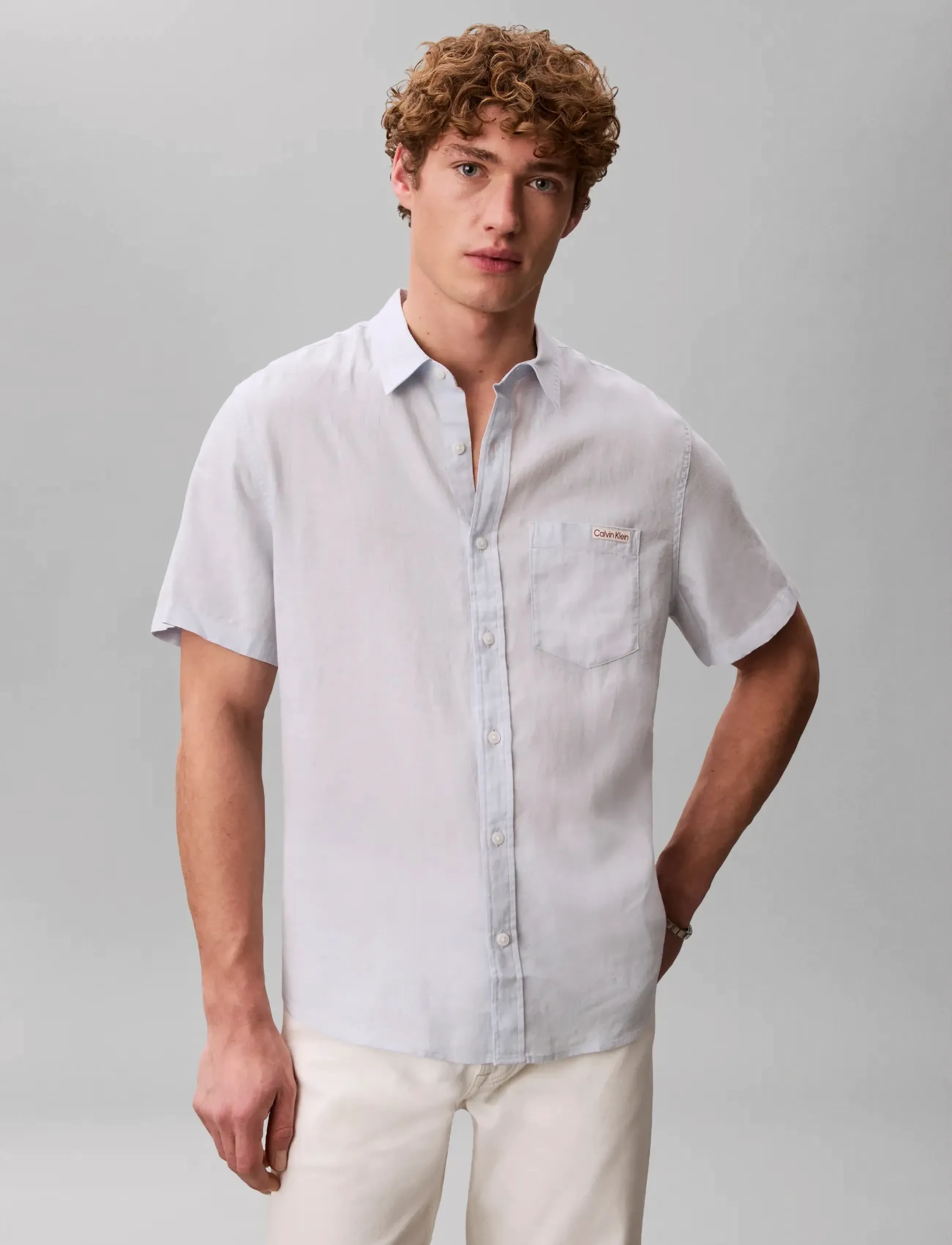 Calvin Klein Jeans - SS SOLID CAUSAL LINEN CLASSIC SH - short-sleeved shirts - plein air - 3