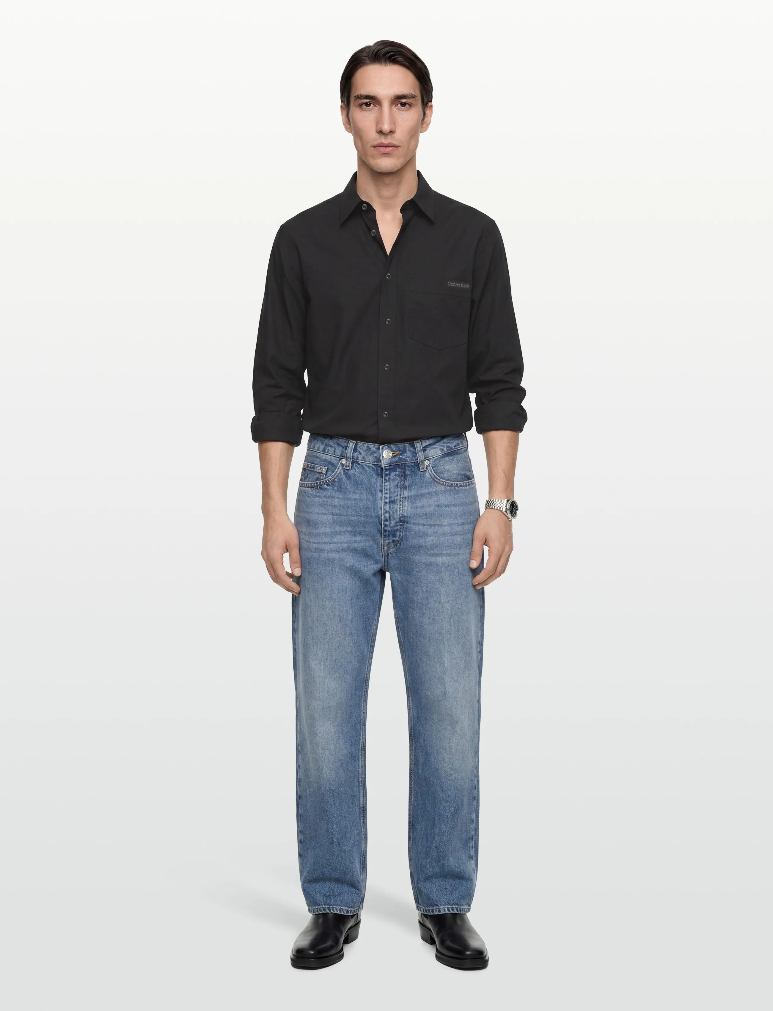 Calvin Klein Jeans LS SOLID CASUAL LINEN CLASSIC SH - Casual shirts - BLACK / black