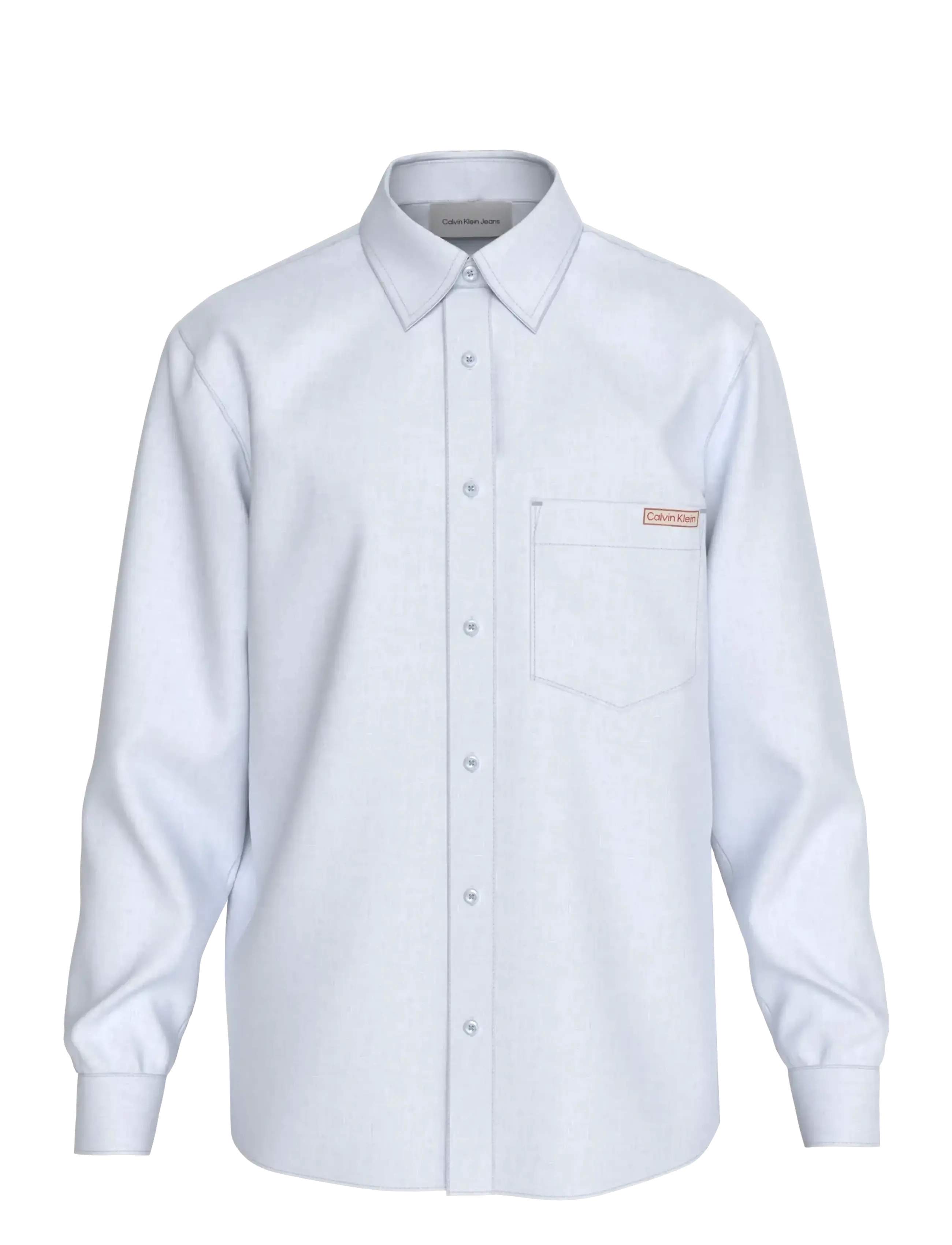 Calvin Klein Jeans LS SOLID CASUAL LINEN CLASSIC SH - Uutuudet - BRILLIANT WHITE / blue