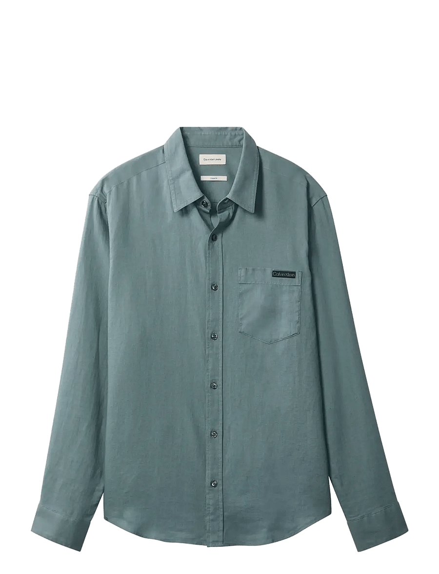 Calvin Klein Jeans - LS SOLID CASUAL LINEN CLASSIC SH - lininiai marškiniai - frosted spruce - 1