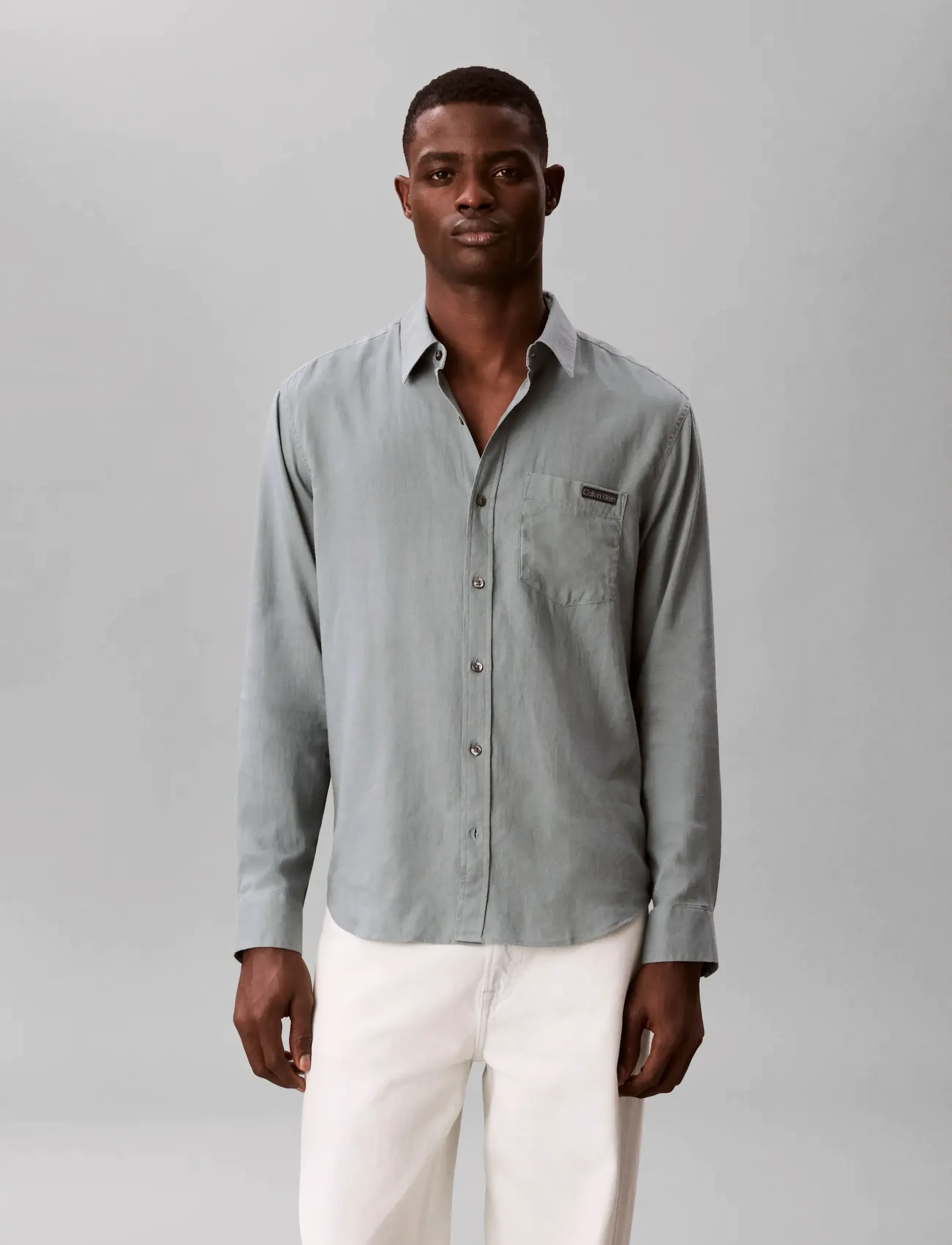 Calvin Klein Jeans - LS SOLID CASUAL LINEN CLASSIC SH - lininiai marškiniai - frosted spruce - 3