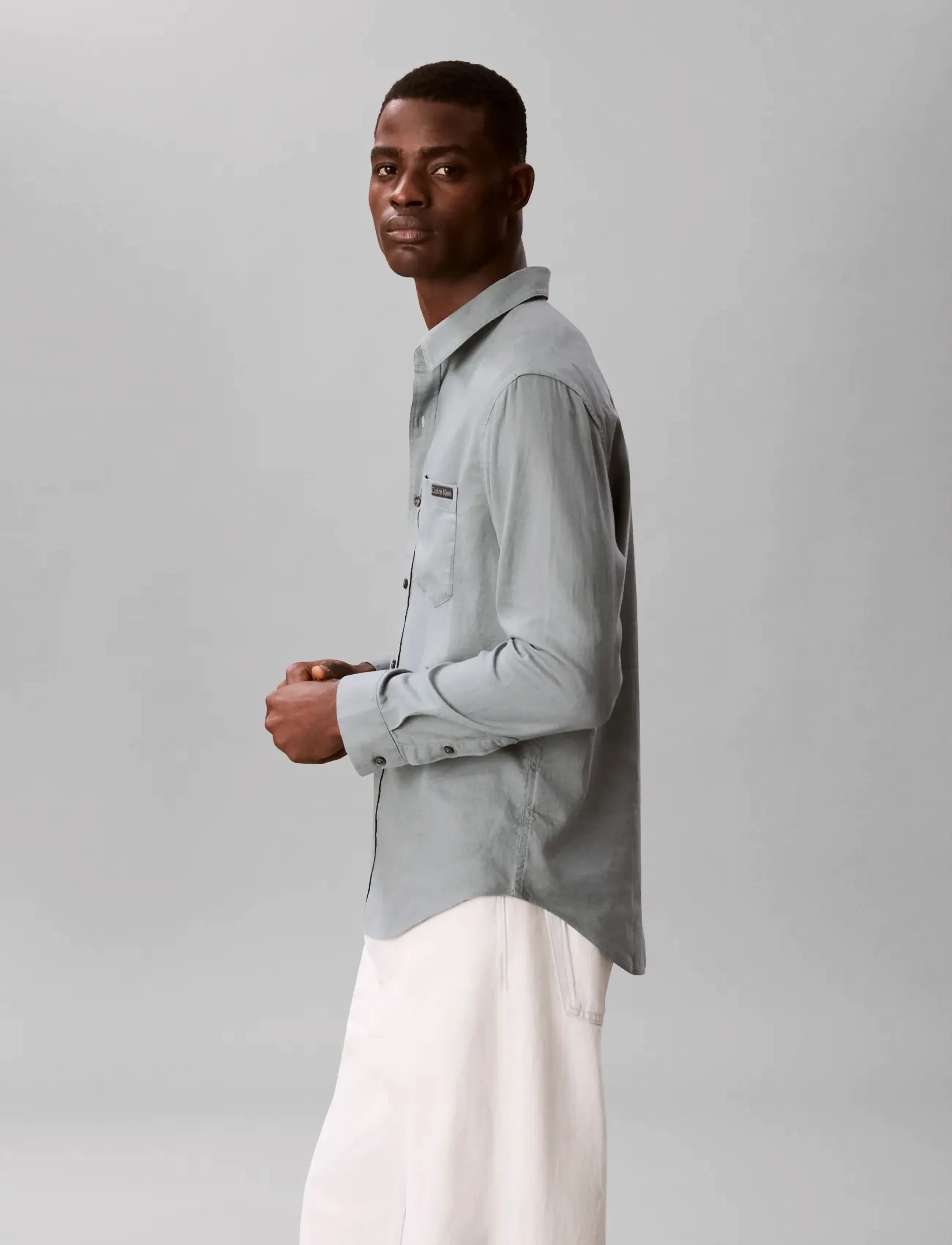 Calvin Klein Jeans - LS SOLID CASUAL LINEN CLASSIC SH - lininiai marškiniai - frosted spruce - 4