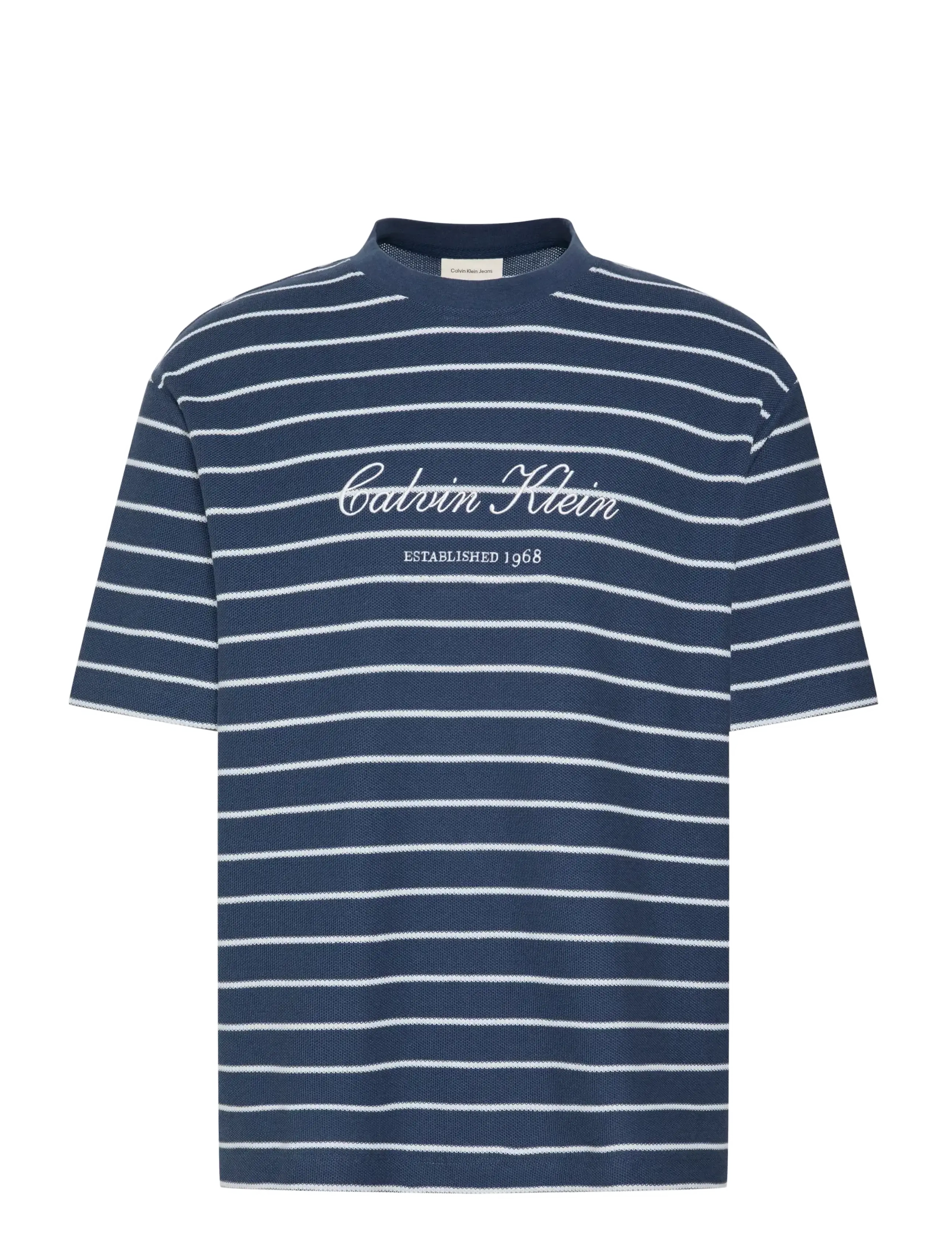 CALVIN KLEIN JEANS Ss Stripe Casual Pique Calvin Te Navy - L - Herren