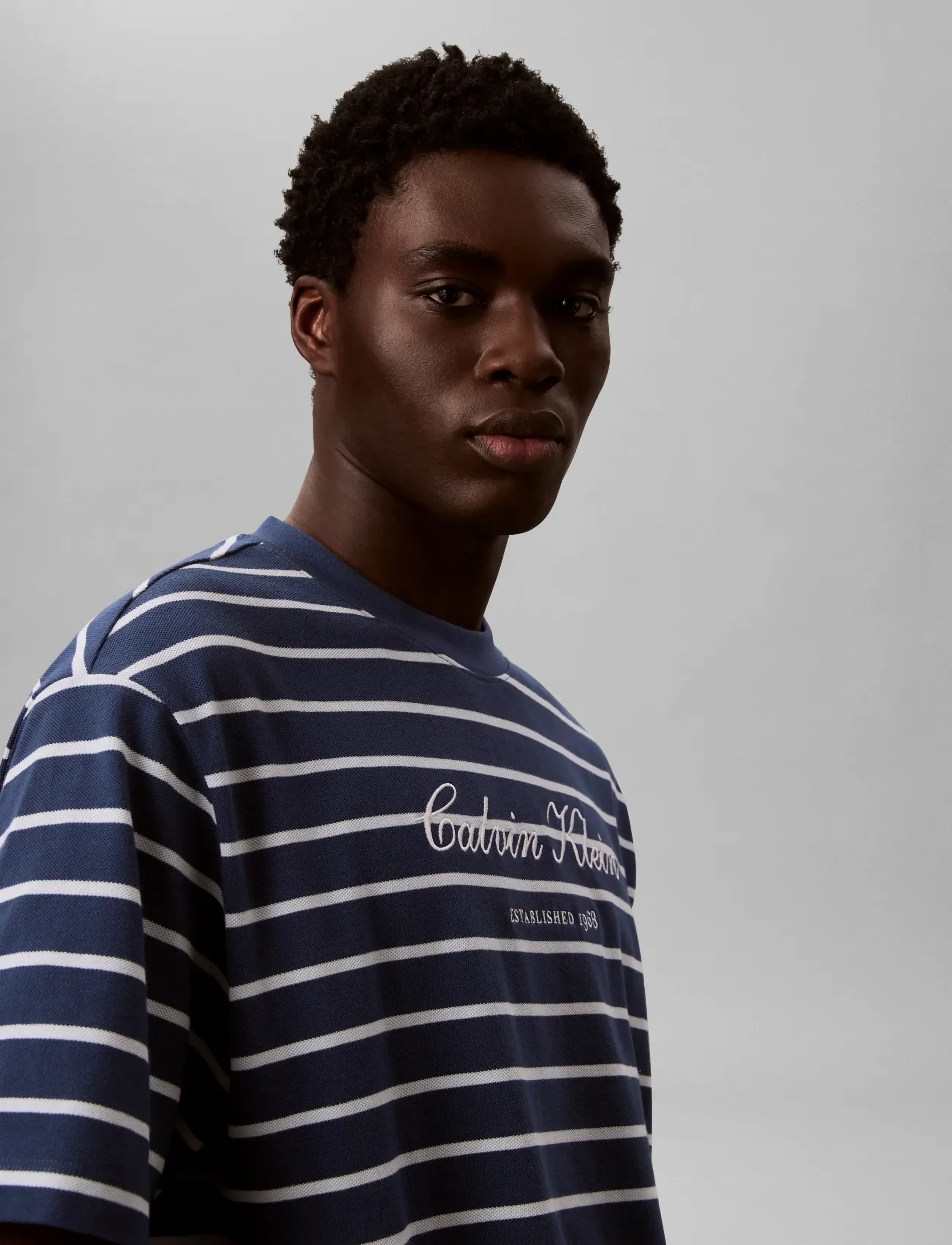 Calvin Klein Jeans - SS STRIPE CASUAL PIQUE CALVIN TE - kortærmede t-shirts - dark denim - 4