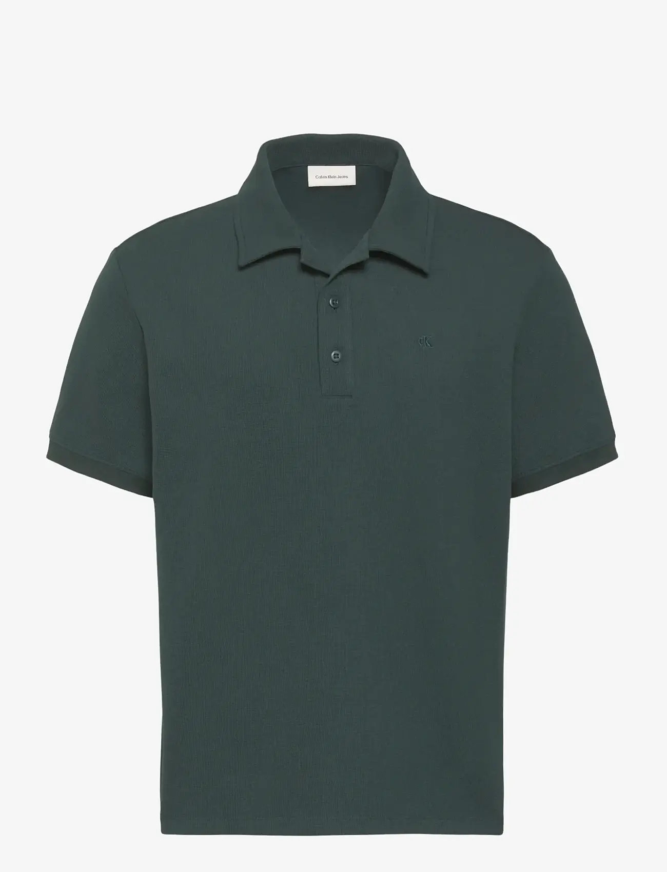 Calvin Klein Jeans - SS EASY MICRO WAFFLE CAMP POLO - kortærmede poloer - dark teal - 1