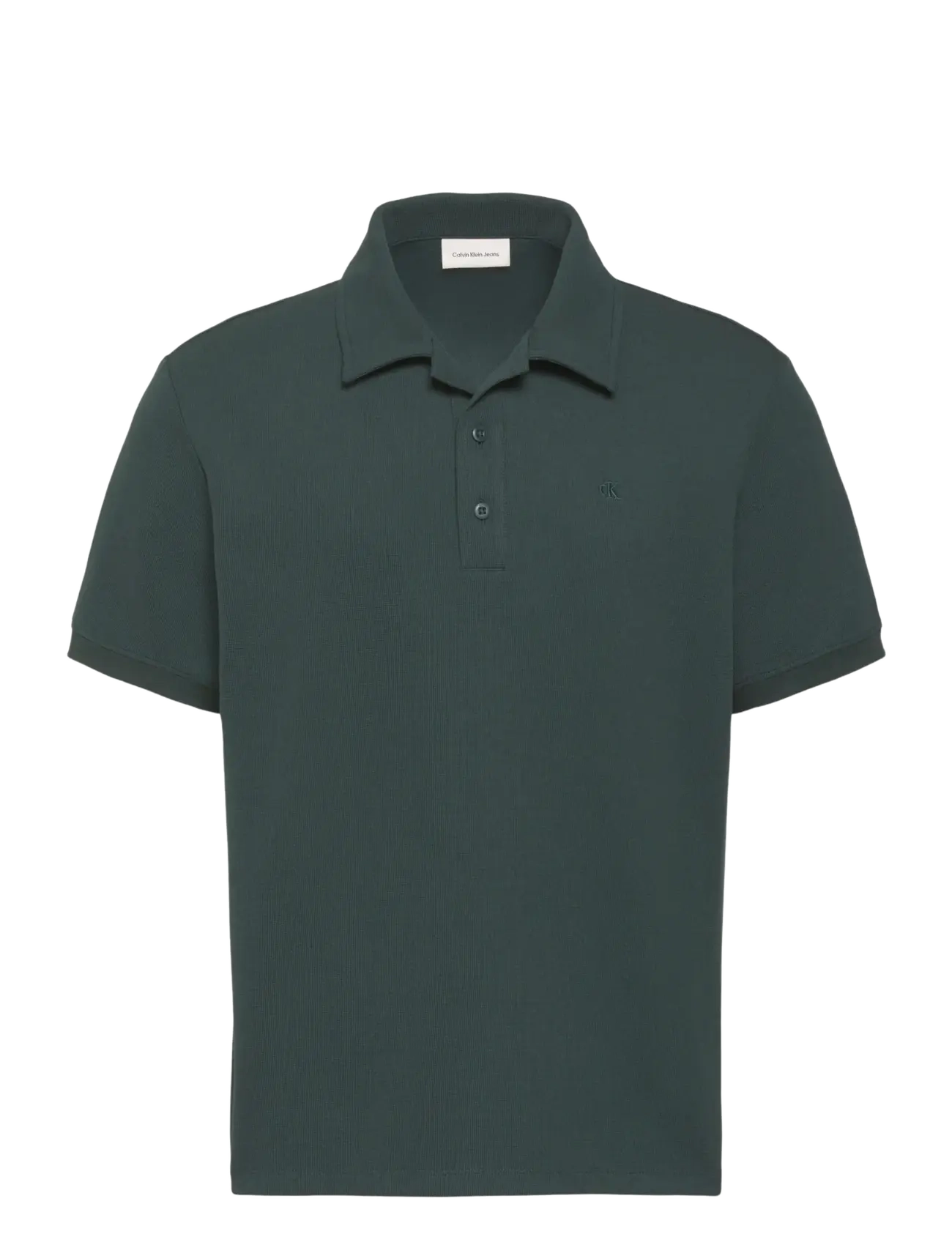 Calvin Klein Jeans SS EASY MICRO WAFFLE CAMP POLO - Pikéer - DARK TEAL / green