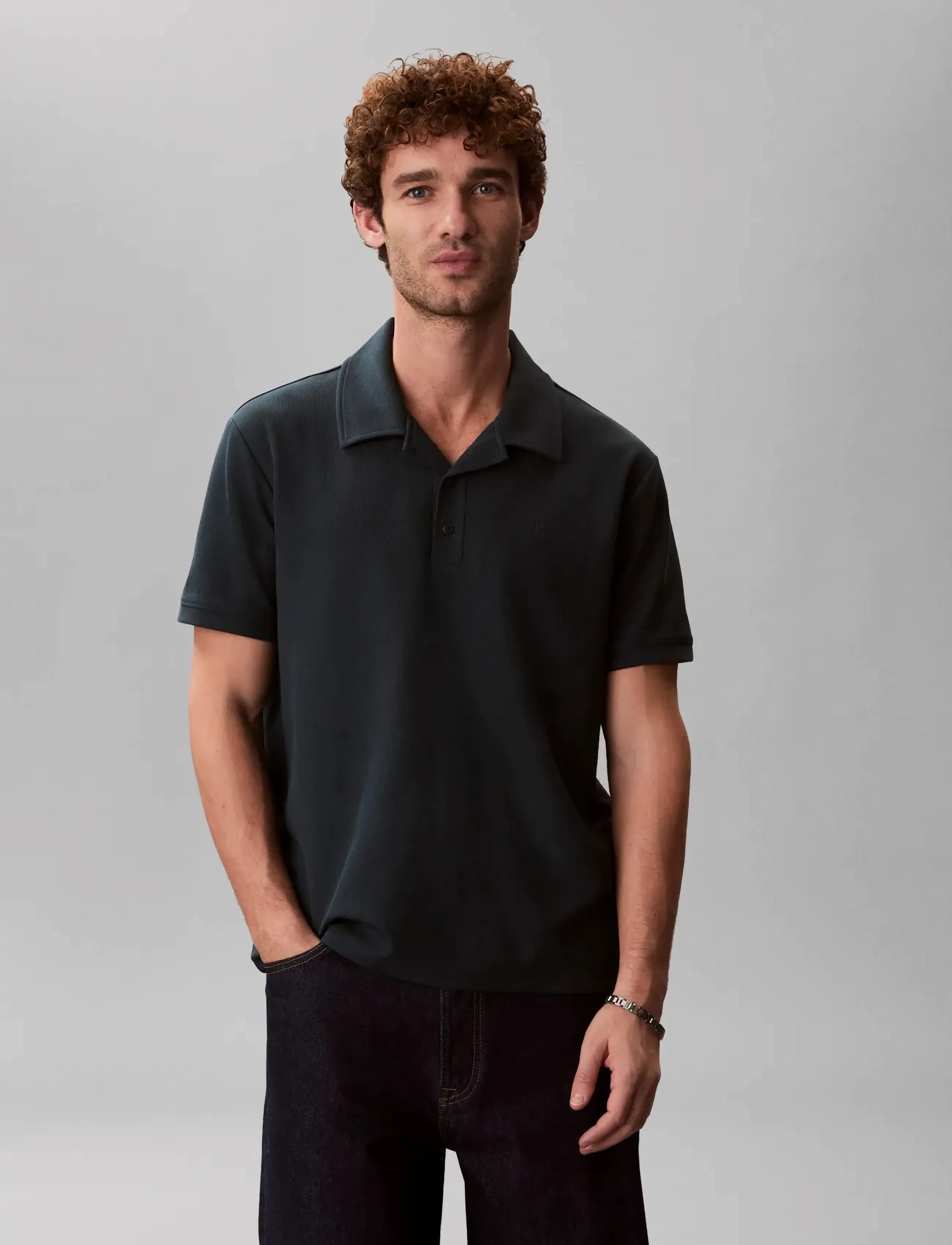 Calvin Klein Jeans - SS EASY MICRO WAFFLE CAMP POLO - kurzärmelig - dark teal - 3