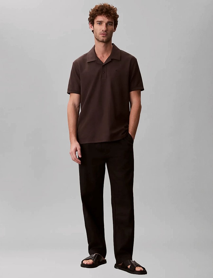 Calvin Klein Jeans - SS EASY MICRO WAFFLE CAMP POLO - kurzärmelig - mulch - 0