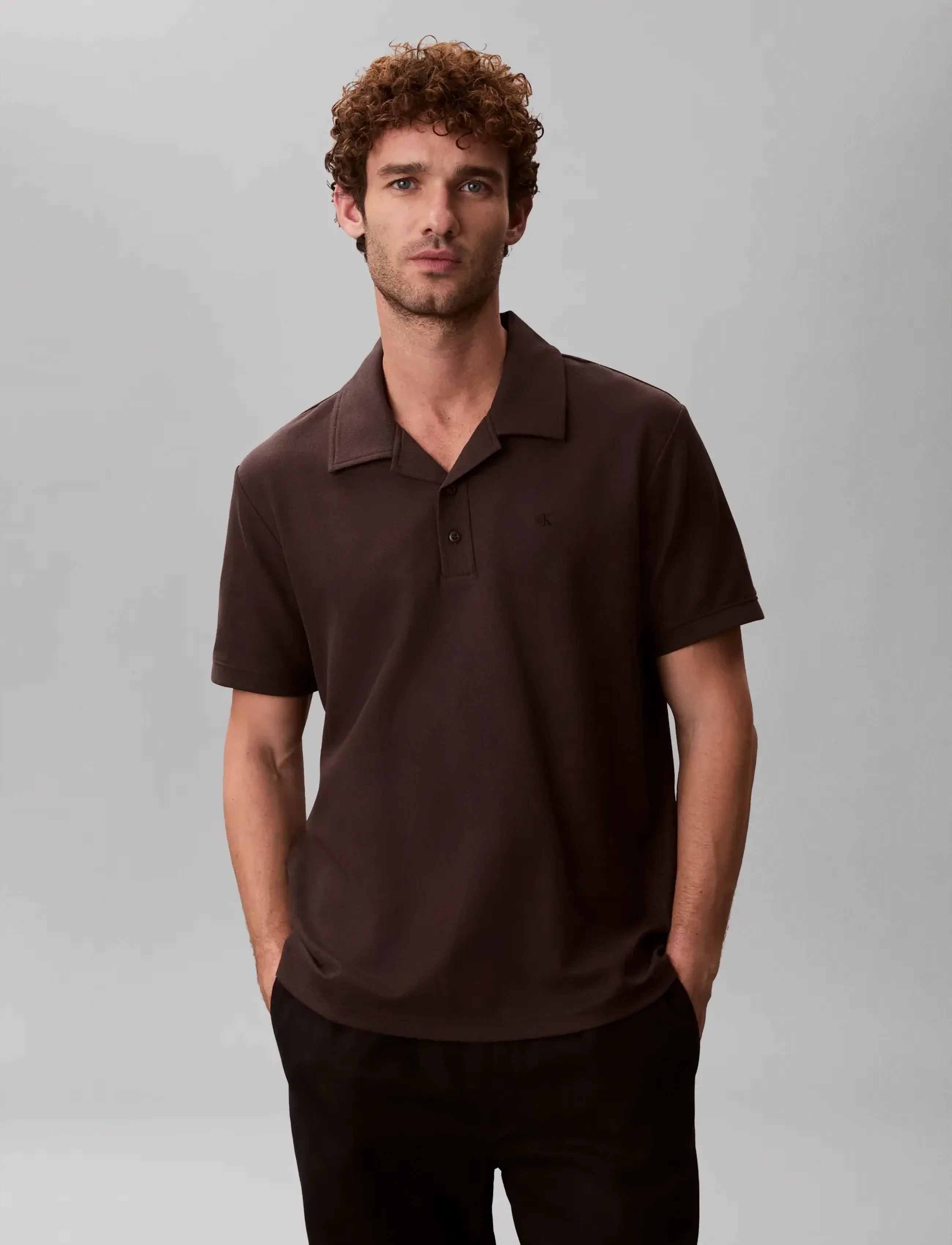 Calvin Klein Jeans - SS EASY MICRO WAFFLE CAMP POLO - kurzärmelig - mulch - 3