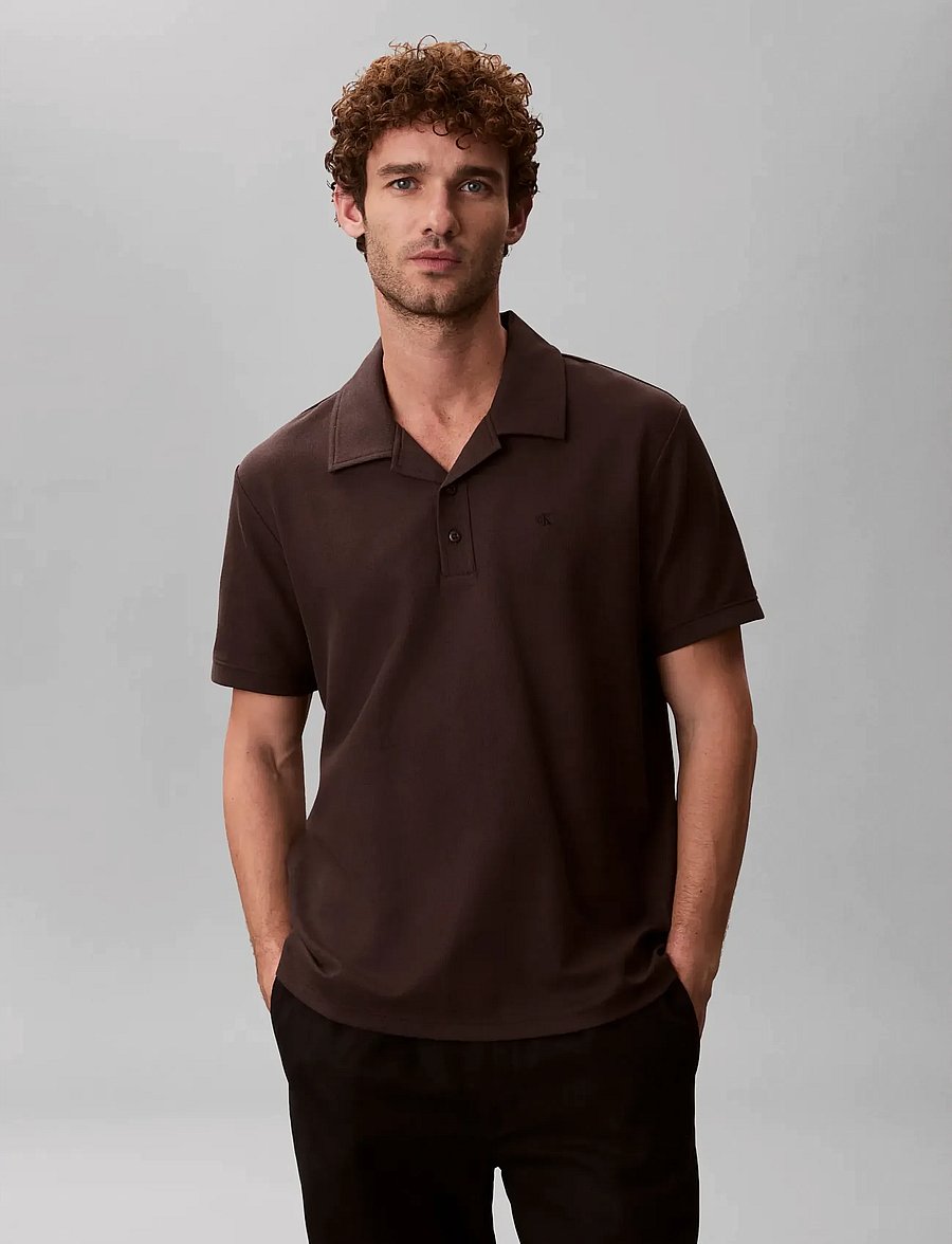 Calvin Klein Jeans - SS EASY MICRO WAFFLE CAMP POLO - kurzärmelig - mulch - 3