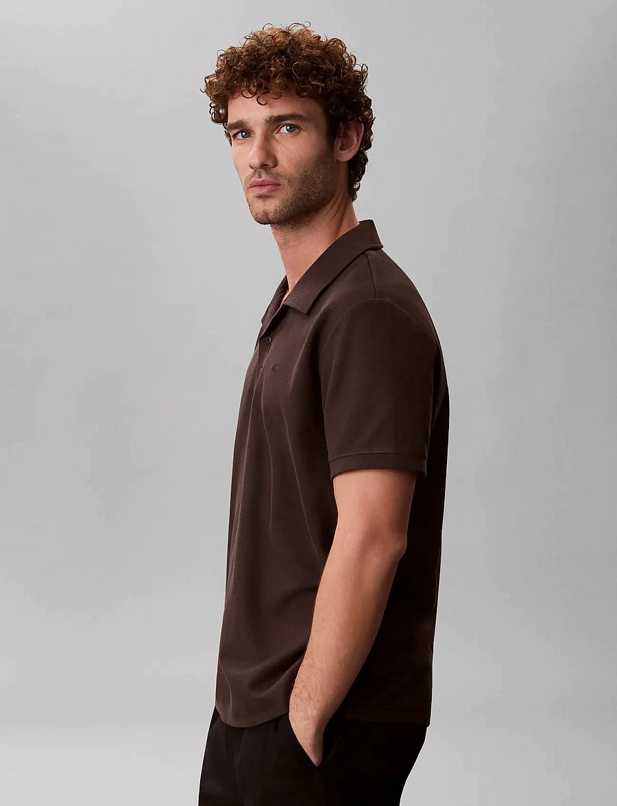 Calvin Klein Jeans - SS EASY MICRO WAFFLE CAMP POLO - kurzärmelig - mulch - 4