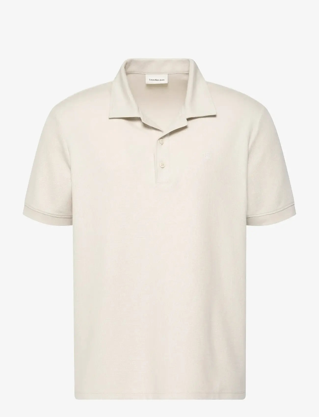 Calvin Klein Jeans - SS EASY MICRO WAFFLE CAMP POLO - kurzärmelig - oatmeal - 1