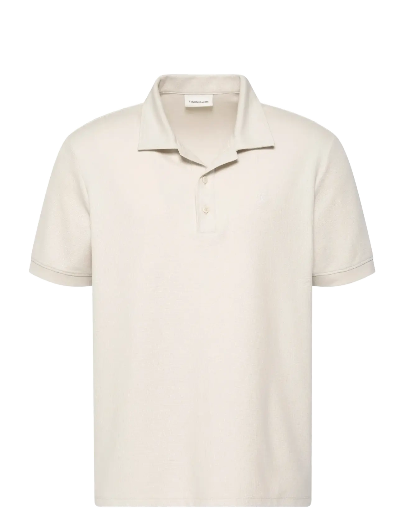 Calvin Klein Jeans SS EASY MICRO WAFFLE CAMP POLO - Calvin Klein Jeans - OATMEAL / beige