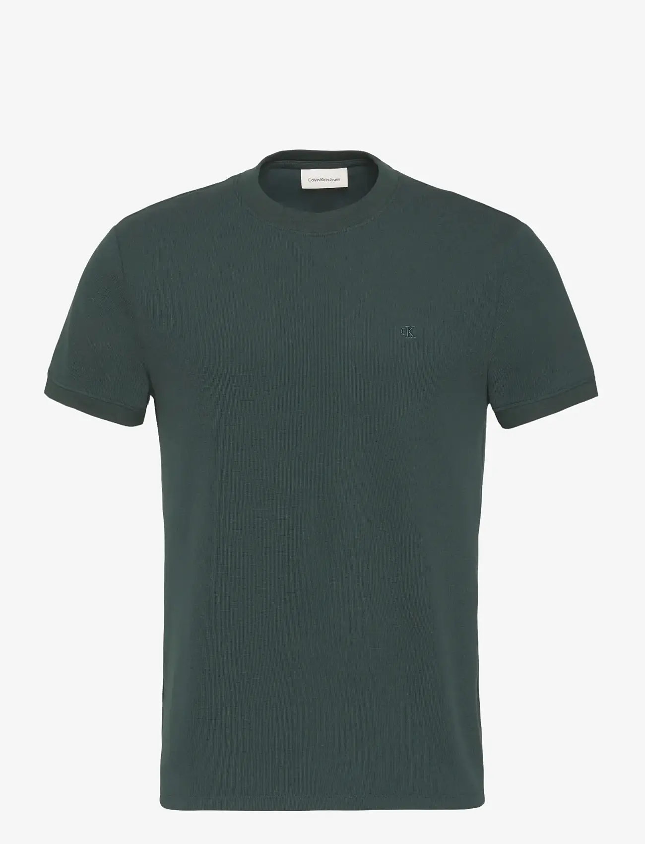 Calvin Klein Jeans - SS SLIM MICRO WAFFLE CREWNK TEE - kortærmede t-shirts - dark teal - 1