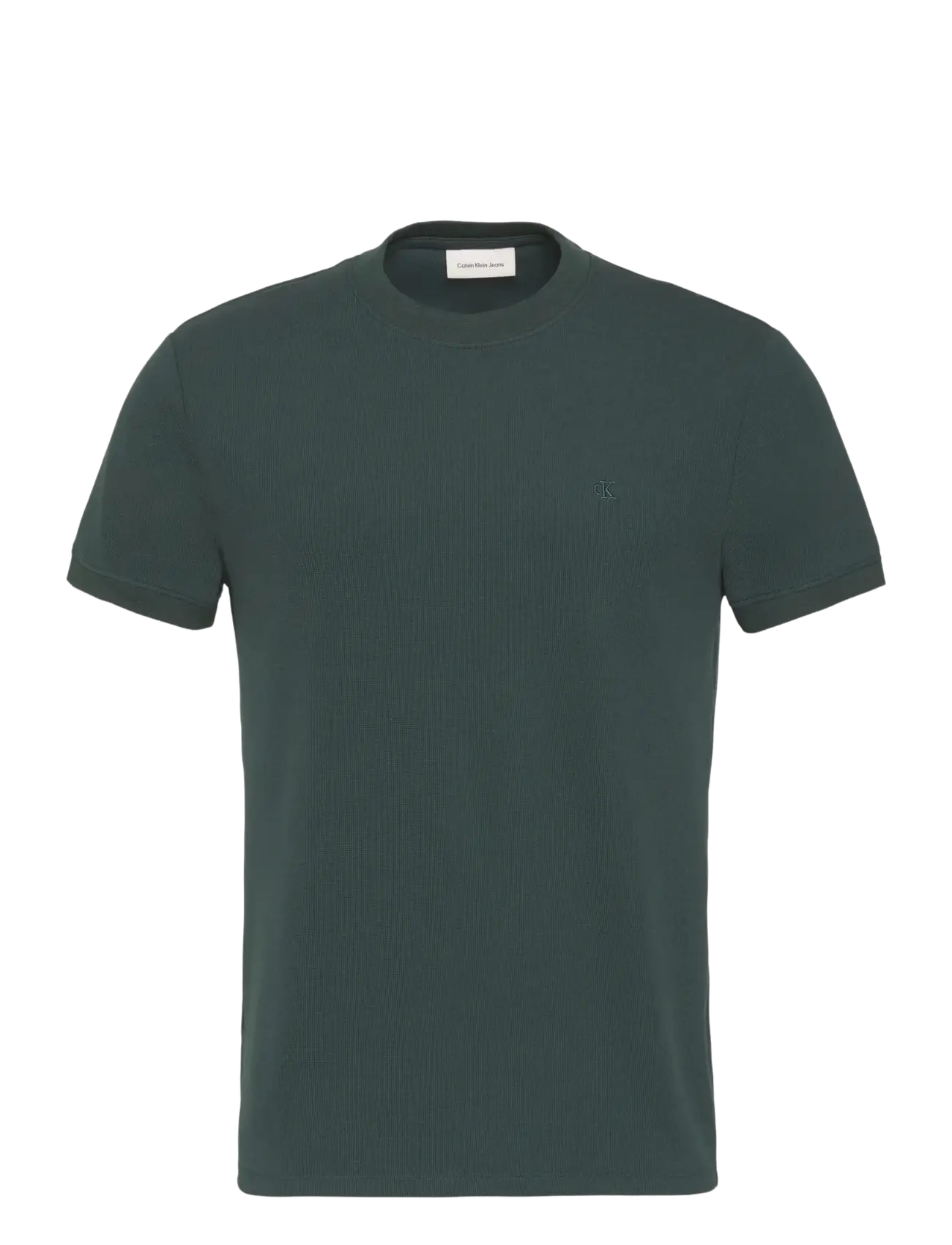 Calvin Klein Jeans SS SLIM MICRO WAFFLE CREWNK TEE - Calvin Klein Jeans - DARK TEAL / green