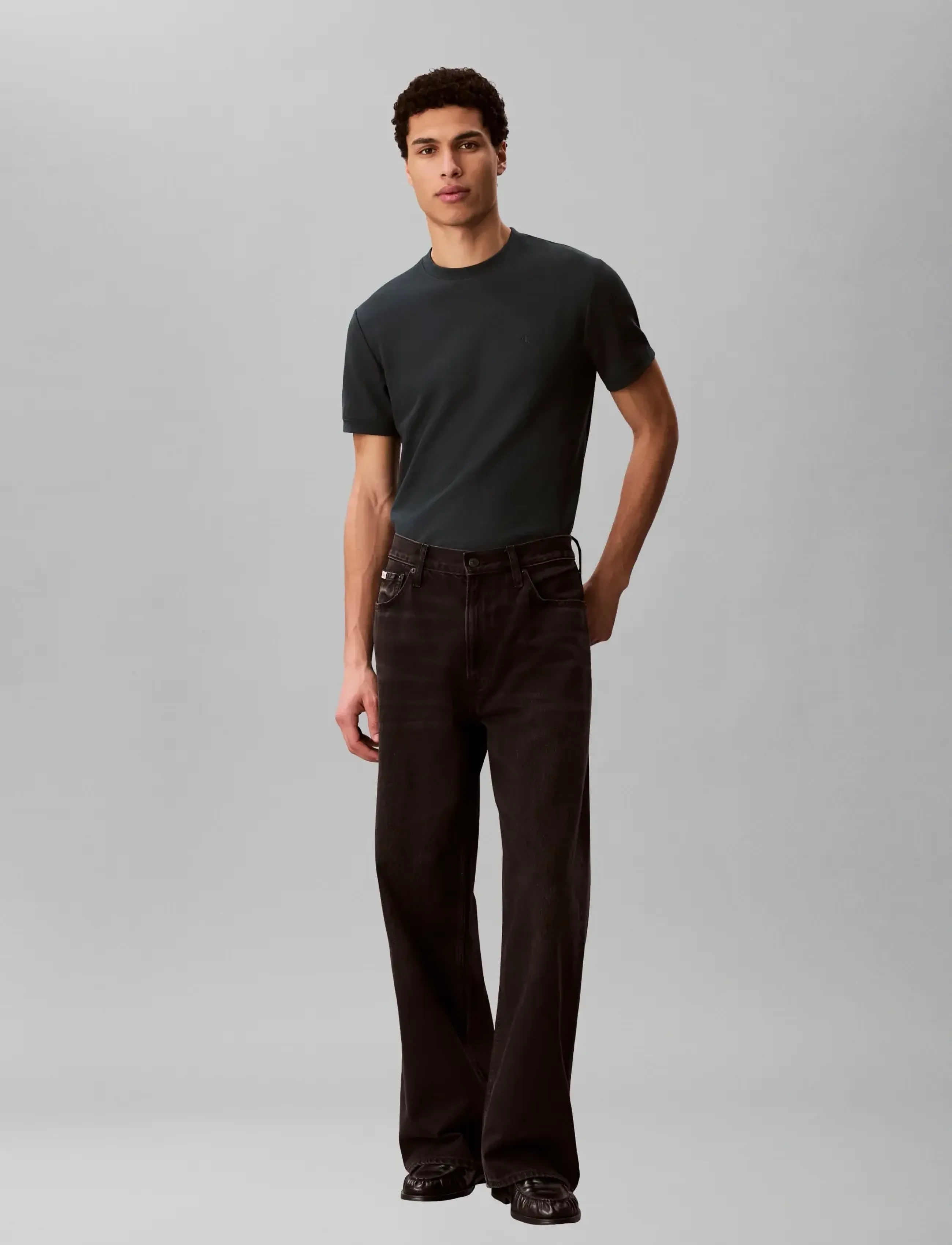 Calvin Klein Jeans SS SLIM MICRO WAFFLE CREWNK TEE - Shop by style - DARK TEAL / green