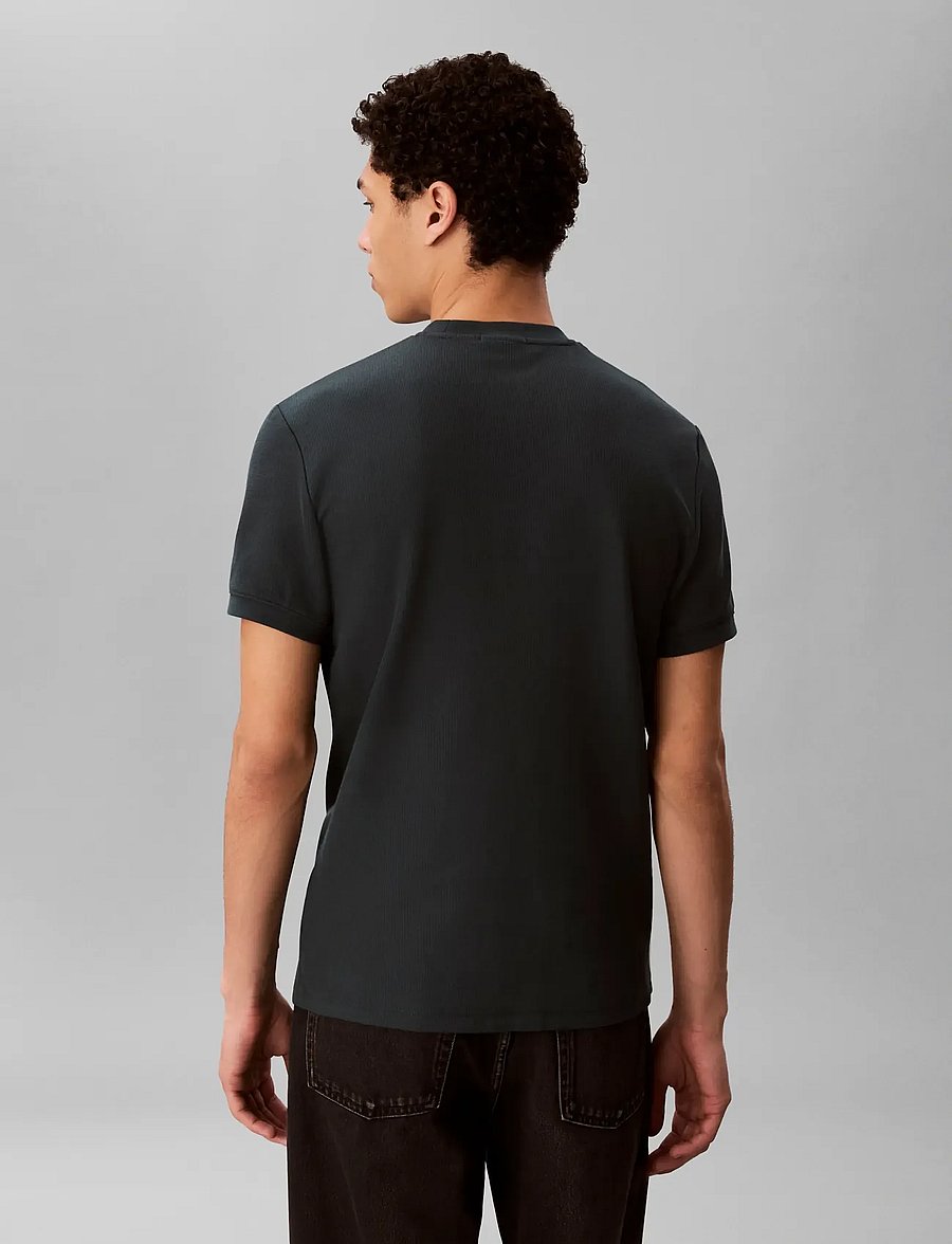 Calvin Klein Jeans - SS SLIM MICRO WAFFLE CREWNK TEE - kortærmede t-shirts - dark teal - 2