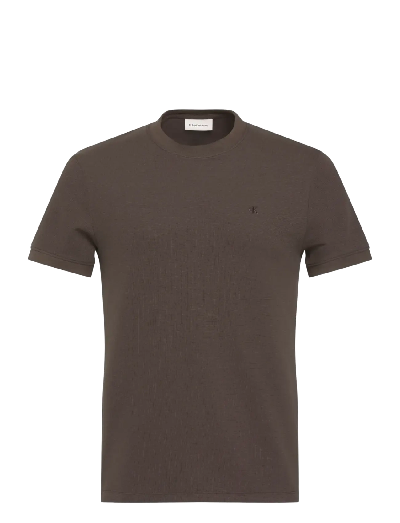 Calvin Klein Jeans SS SLIM MICRO WAFFLE CREWNK TEE - Calvin Klein Jeans - MULCH / brown