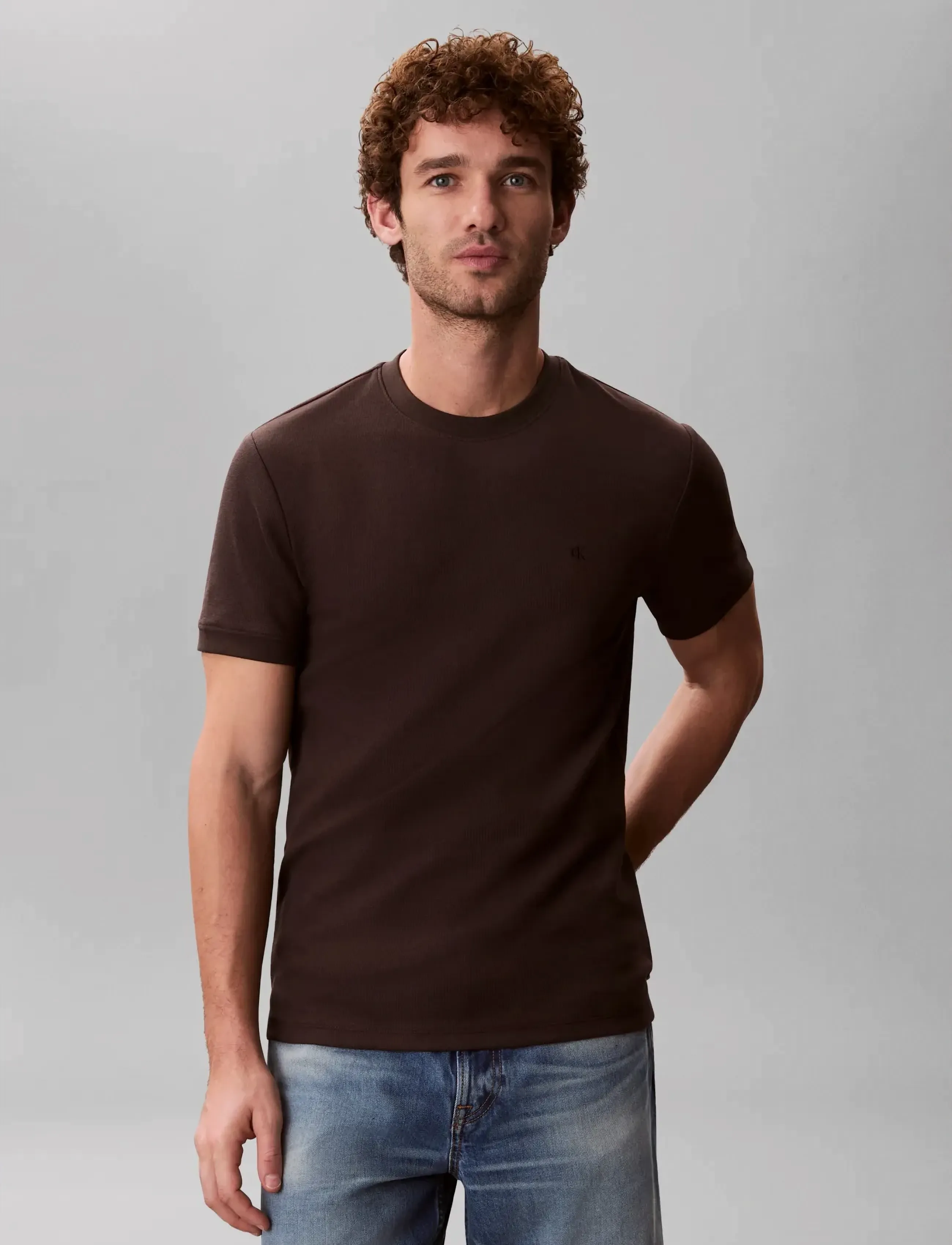 Calvin Klein Jeans - SS SLIM MICRO WAFFLE CREWNK TEE - lühikeste varrukatega t-särgid - mulch - 3