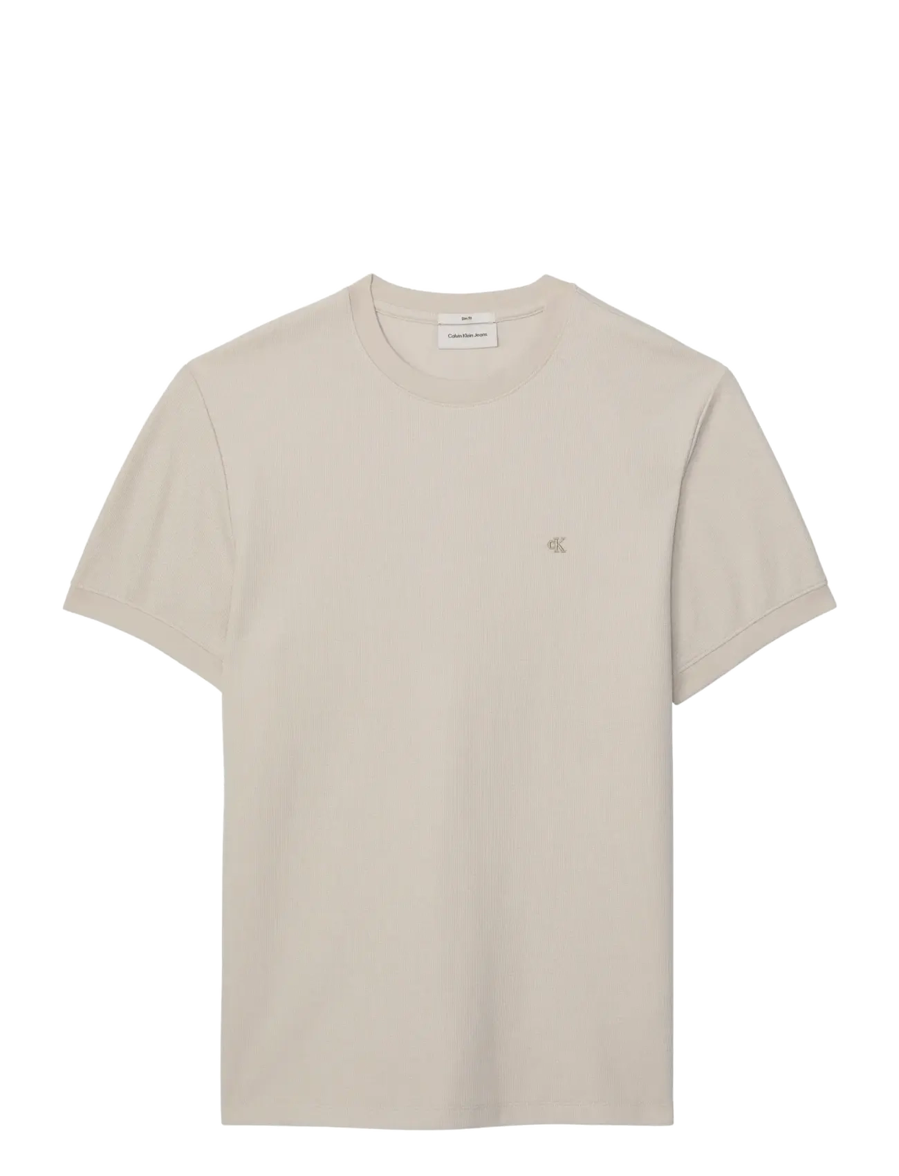 Calvin Klein Jeans SS SLIM MICRO WAFFLE CREWNK TEE - Calvin Klein Jeans - OATMEAL / beige
