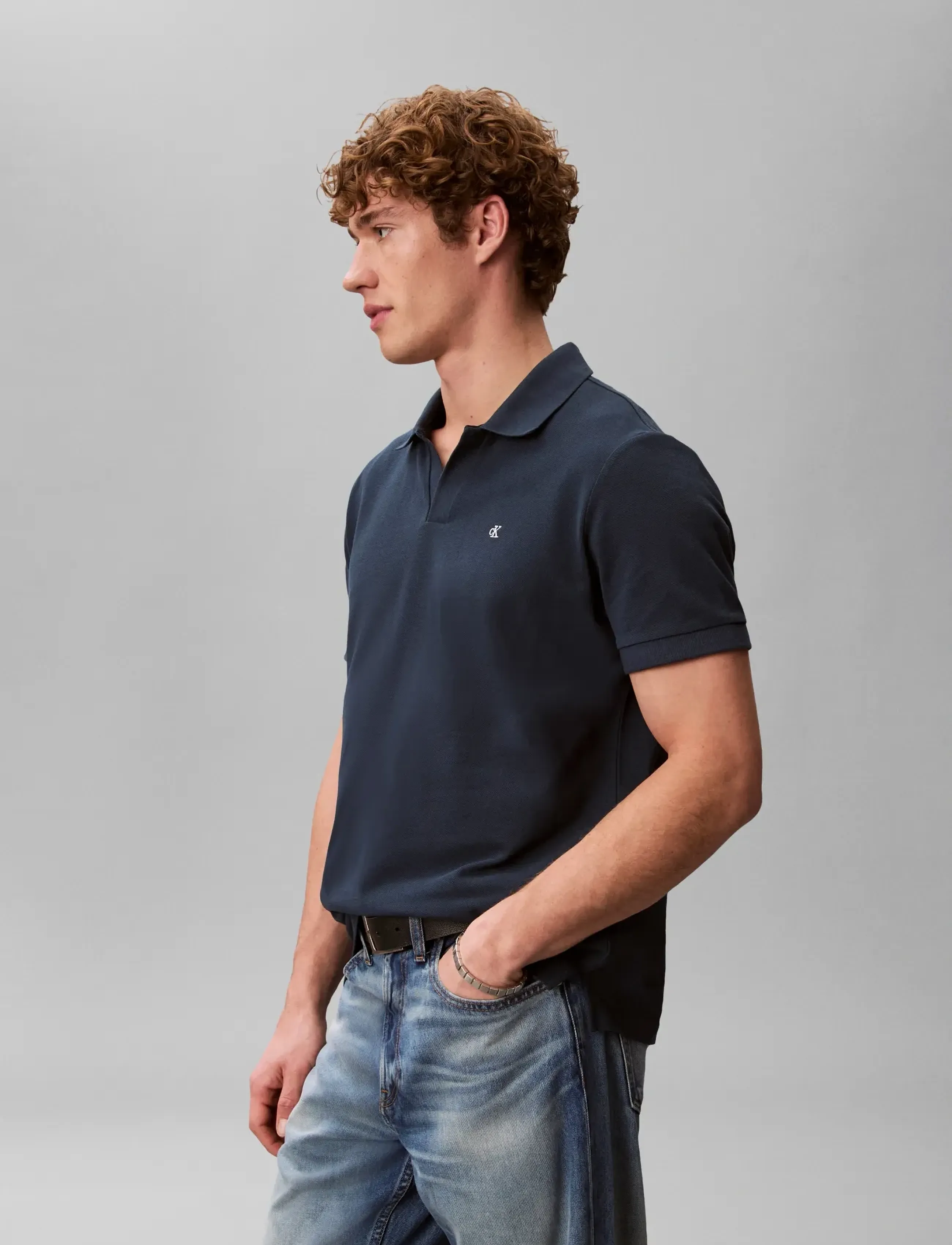 Calvin Klein Jeans - SS OPEN COLLAR CASUAL PIQUE POLO - lühikeste varrukatega polod - navy stone - 5