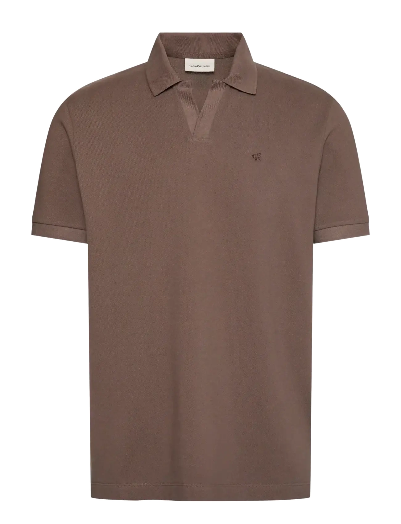 Calvin Klein Jeans SS OPEN COLLAR CASUAL PIQUE POLO - Calvin Klein - WARM OAK / brown