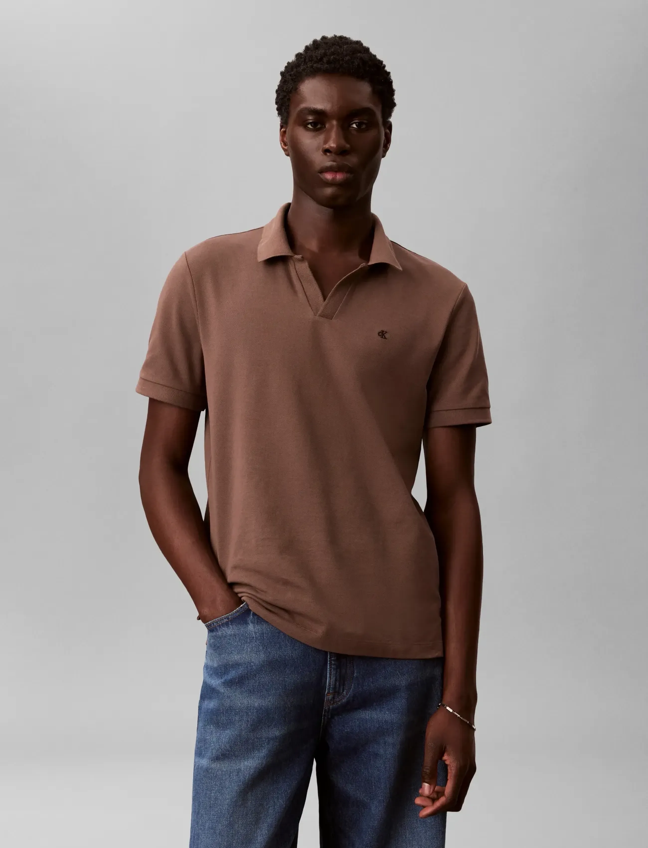 Calvin Klein Jeans - SS OPEN COLLAR CASUAL PIQUE POLO - kortærmede poloer - warm oak - 3