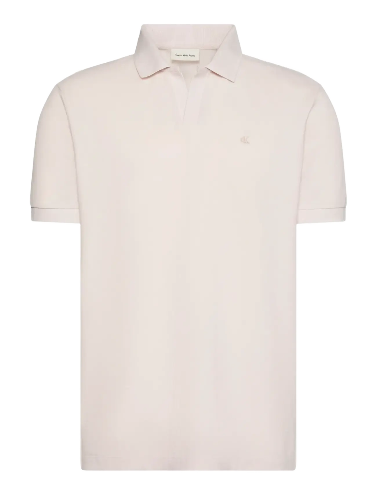Calvin Klein Jeans SS OPEN COLLAR CASUAL PIQUE POLO - Calvin Klein - WHITE SAND / cream
