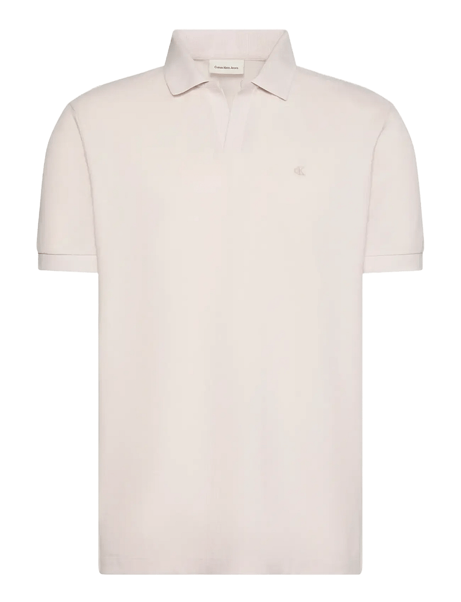Calvin Klein Jeans - SS OPEN COLLAR CASUAL PIQUE POLO - kortærmede poloer - white sand - 1