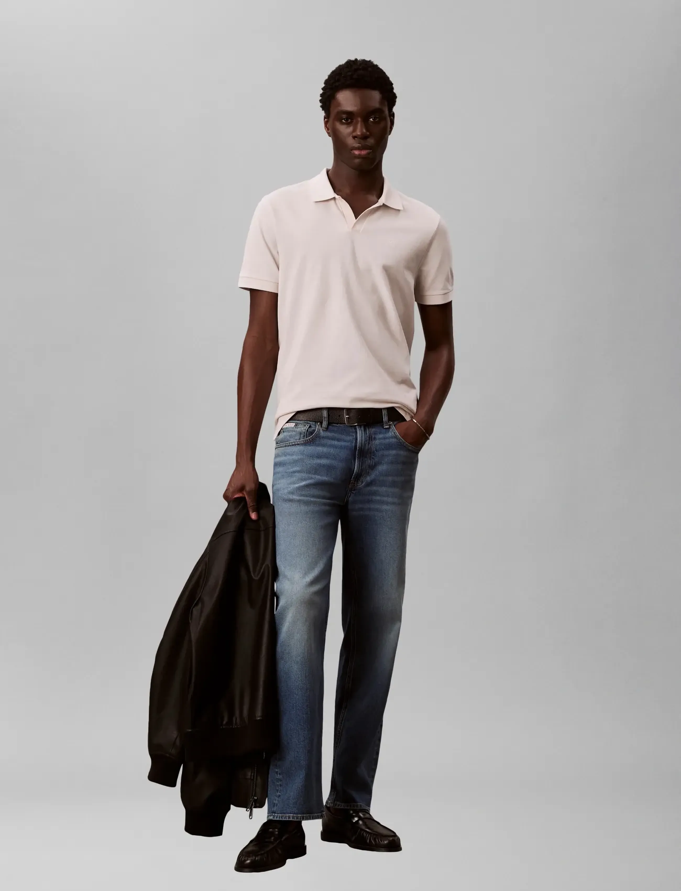 Calvin Klein Jeans SS OPEN COLLAR CASUAL PIQUE POLO - New arrivals - WHITE SAND / cream