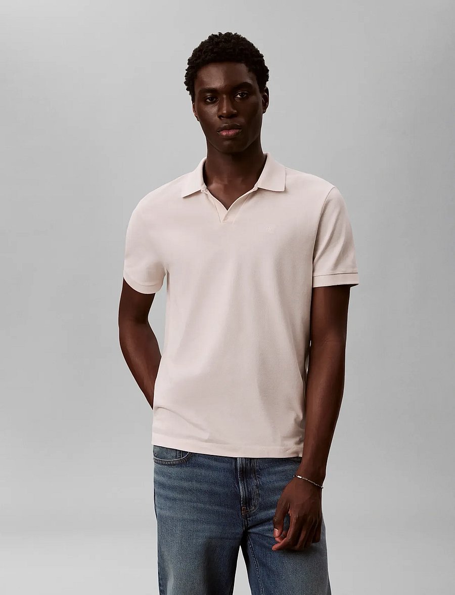 Calvin Klein Jeans - SS OPEN COLLAR CASUAL PIQUE POLO - kortærmede poloer - white sand - 3