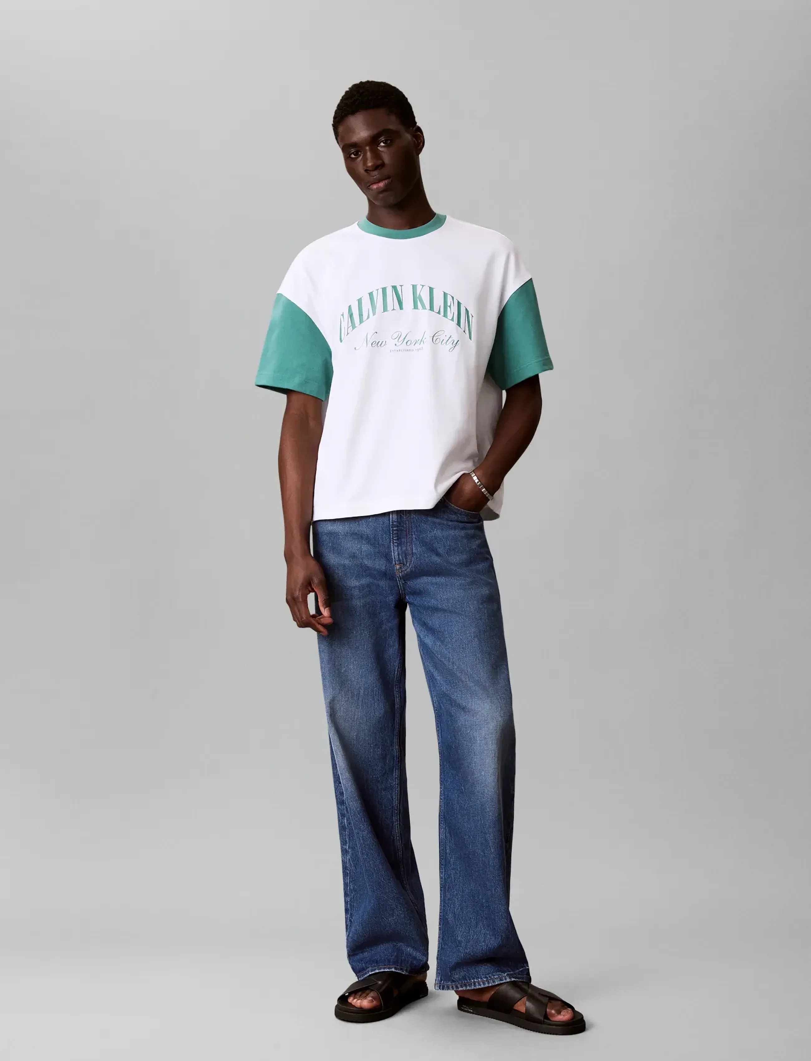 Calvin Klein Jeans Ss Rlxd Prem Hvy Jrsy Ringer Tee, Mænd, Ringer T-Shirt, Hvid, Str: M
