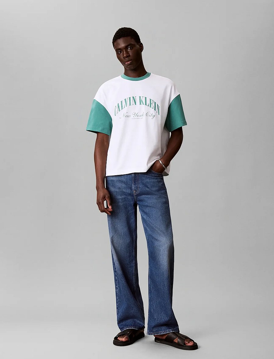 Calvin Klein Jeans - SS RLXD PREM HVY JRSY RINGER TEE - kortærmede t-shirts - bright white - 0