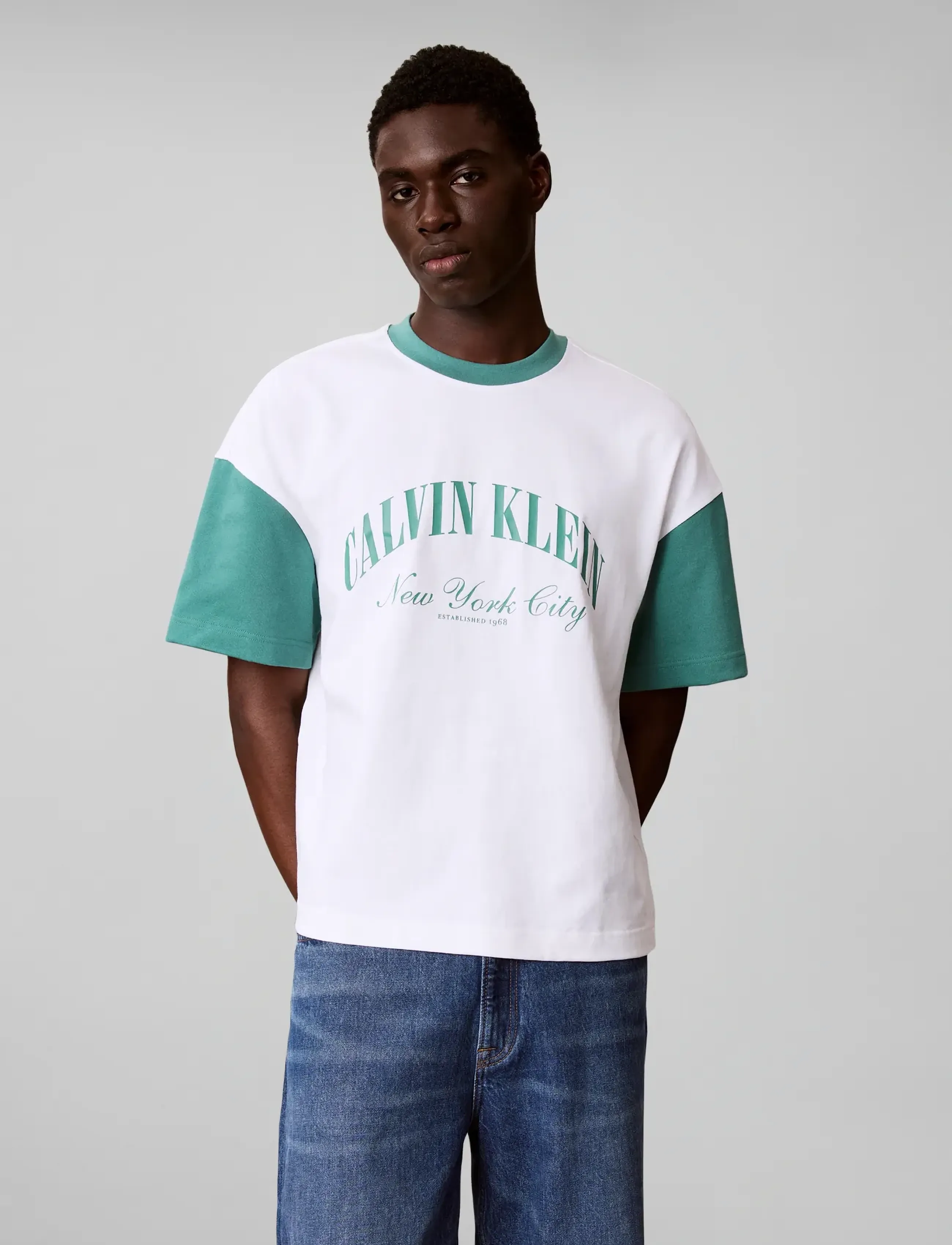 Calvin Klein Jeans - SS RLXD PREM HVY JRSY RINGER TEE - kortærmede t-shirts - bright white - 3