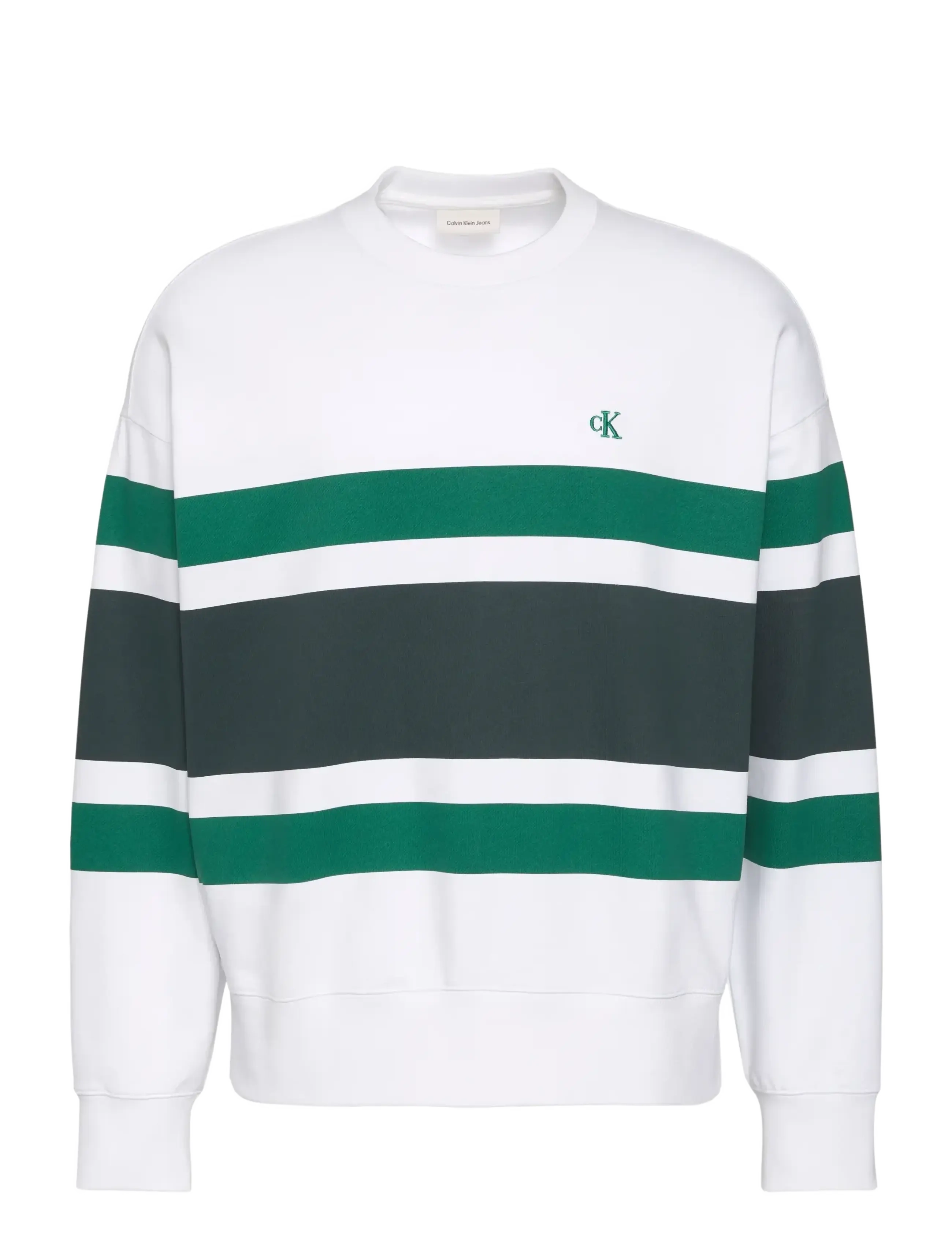 Calvin Klein Jeans - LS PREMIUM TERRY BLOCK STRIPE CN - bright white - 1