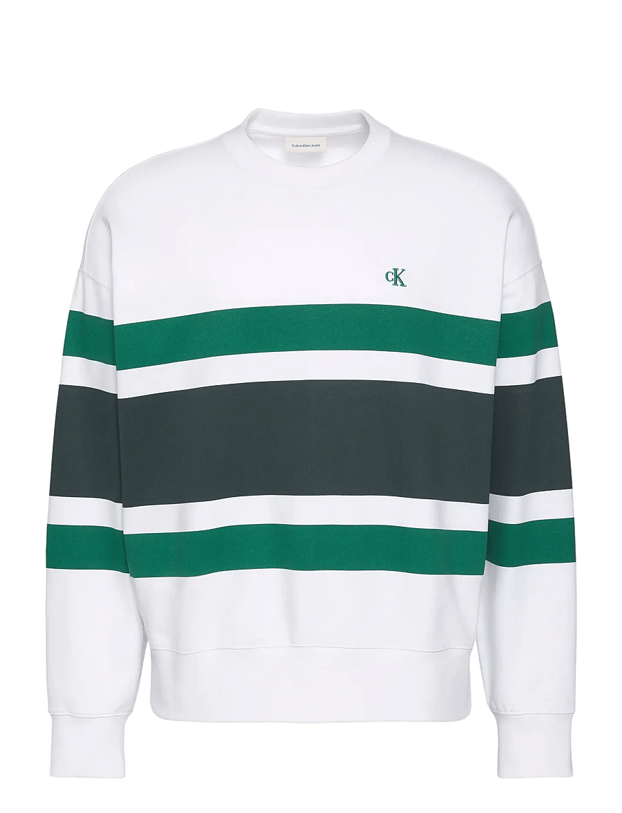 Calvin Klein Jeans - LS PREMIUM TERRY BLOCK STRIPE CN - osta stiili järgi - bright white - 1