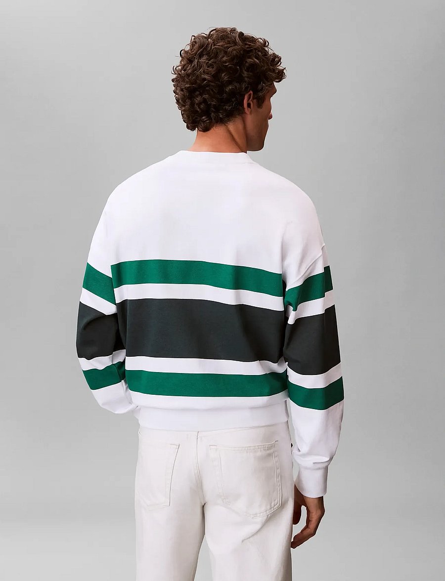Calvin Klein Jeans - LS PREMIUM TERRY BLOCK STRIPE CN - osta stiili järgi - bright white - 2