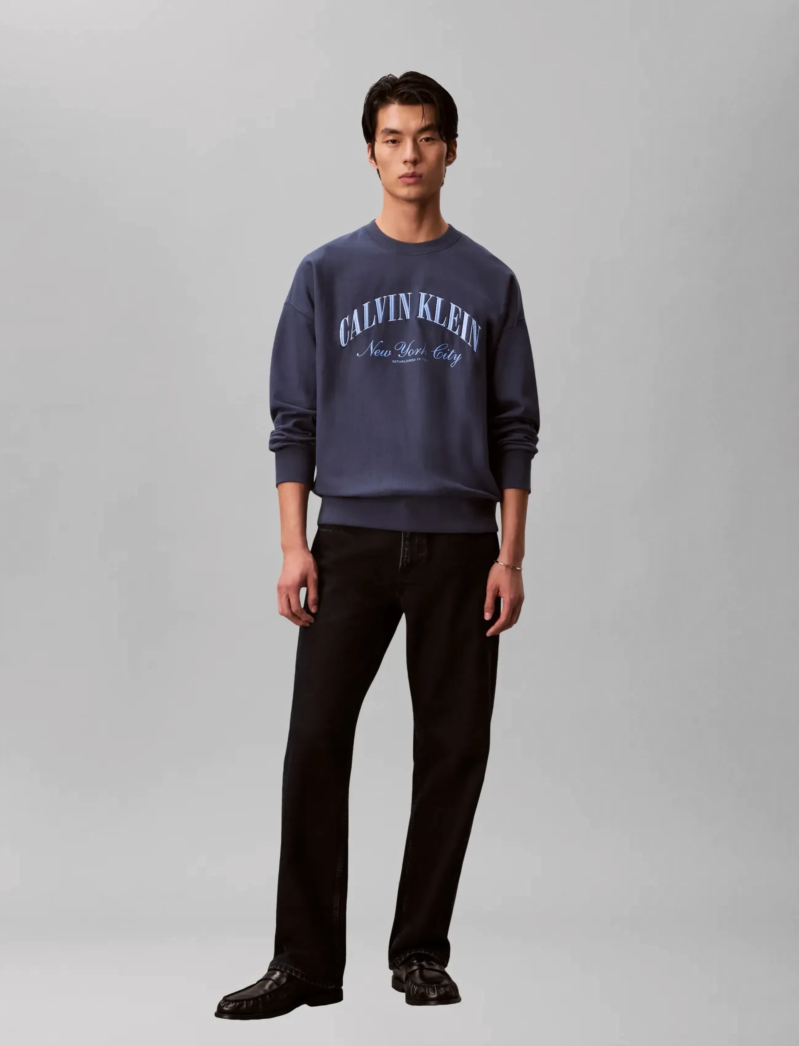 Calvin Klein Jeans LS PREMIUM TERRY CALVIN COLLEGIA - Sweatshirts - DARK DENIM / navy