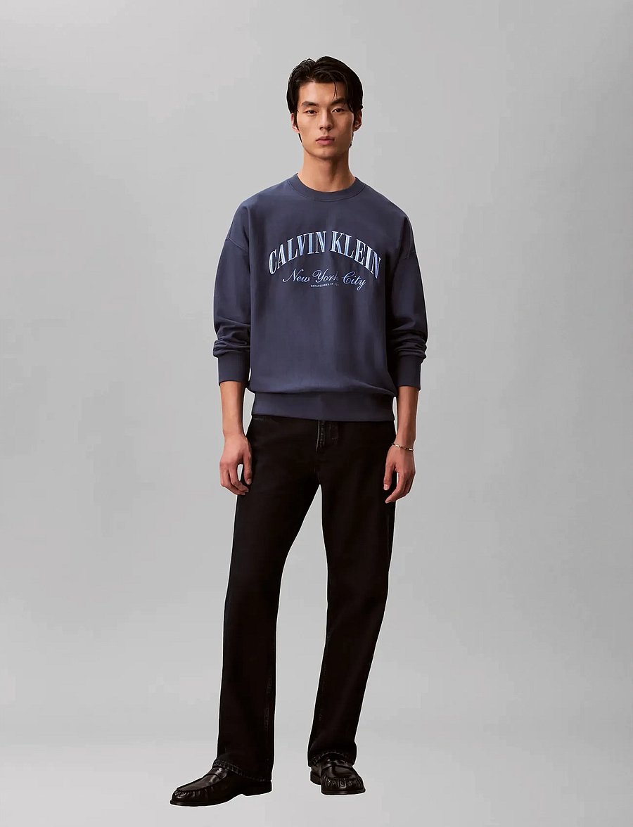 Calvin Klein Jeans - LS PREMIUM TERRY CALVIN COLLEGIA - sweats - dark denim - 0