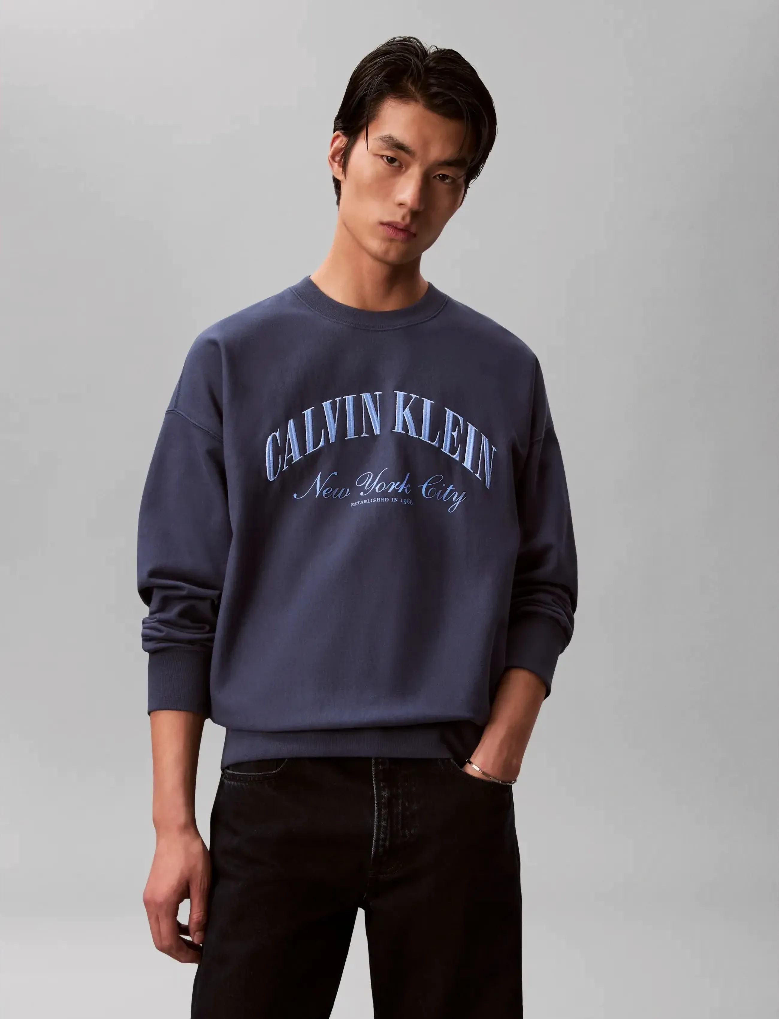 Calvin Klein Jeans - LS PREMIUM TERRY CALVIN COLLEGIA - sweats - dark denim - 3