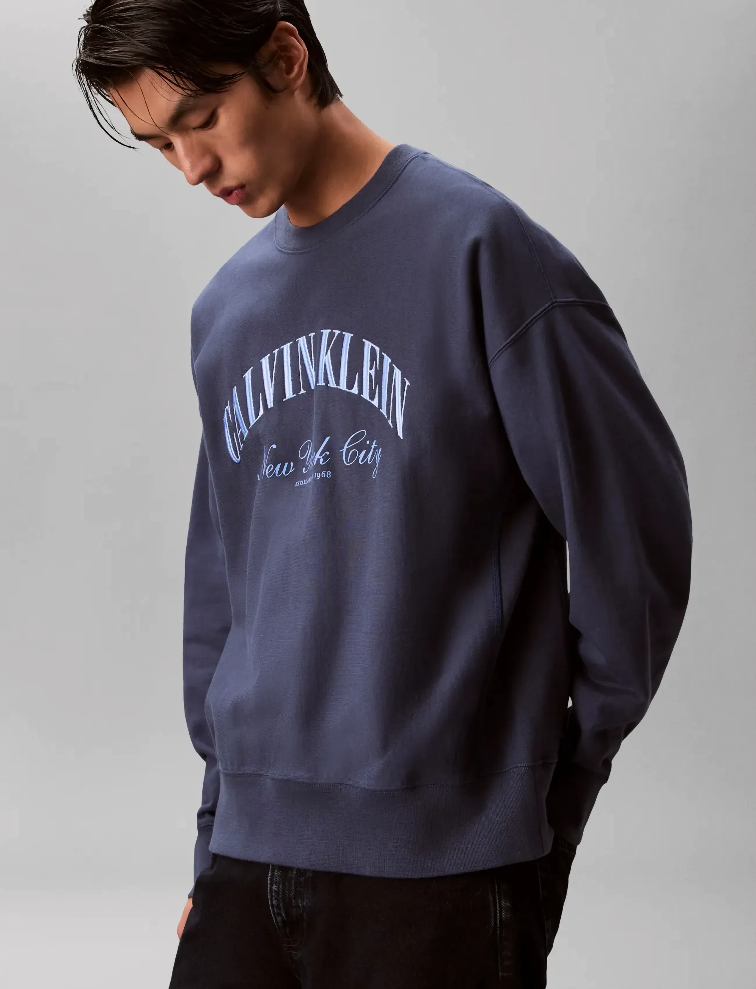 Calvin Klein Jeans - LS PREMIUM TERRY CALVIN COLLEGIA - sweats - dark denim - 5