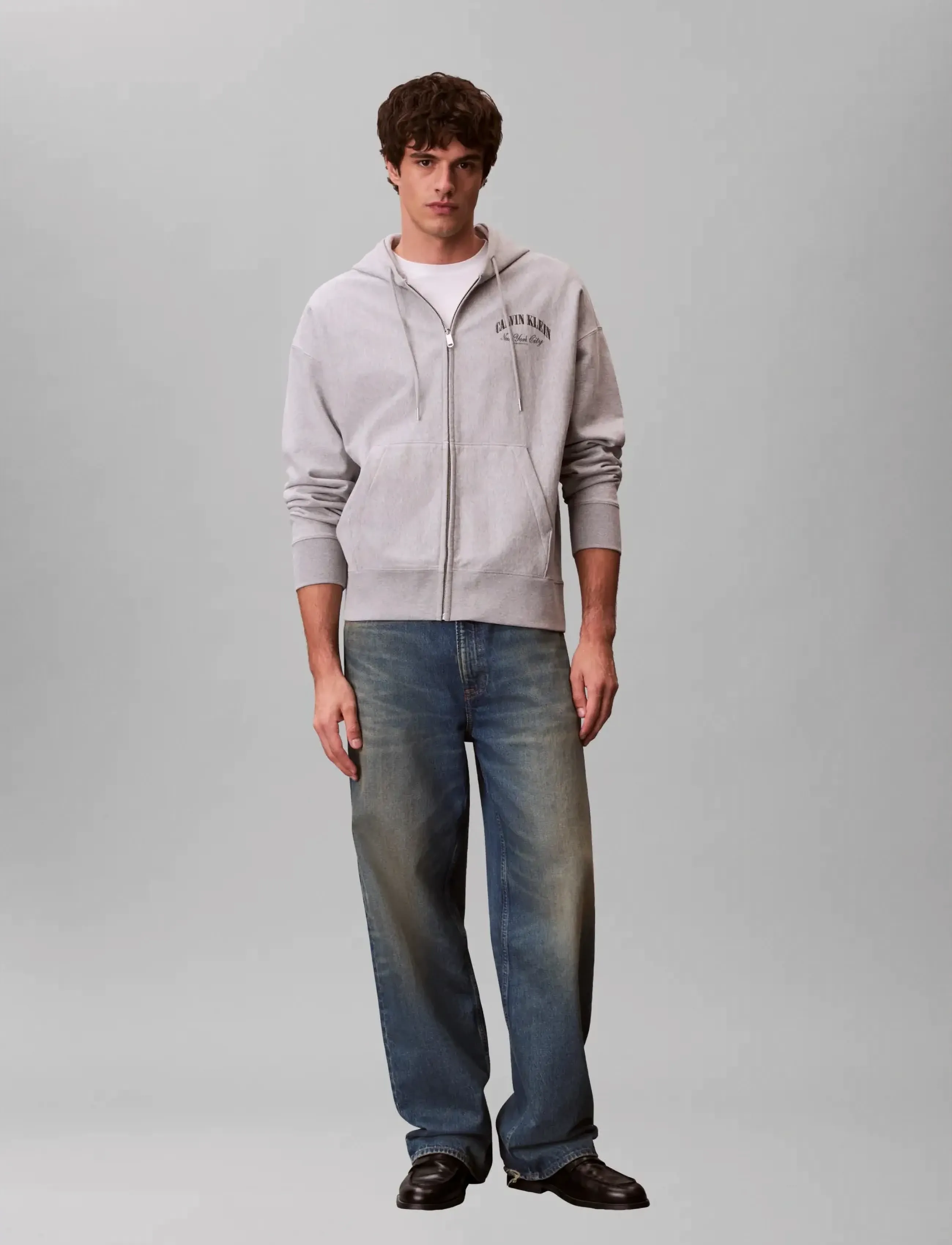 Calvin Klein Jeans LS PREMIUM TERRY CALVIN COLLEGIA - Uutuudet - BC06 GREY HEATHER / grey